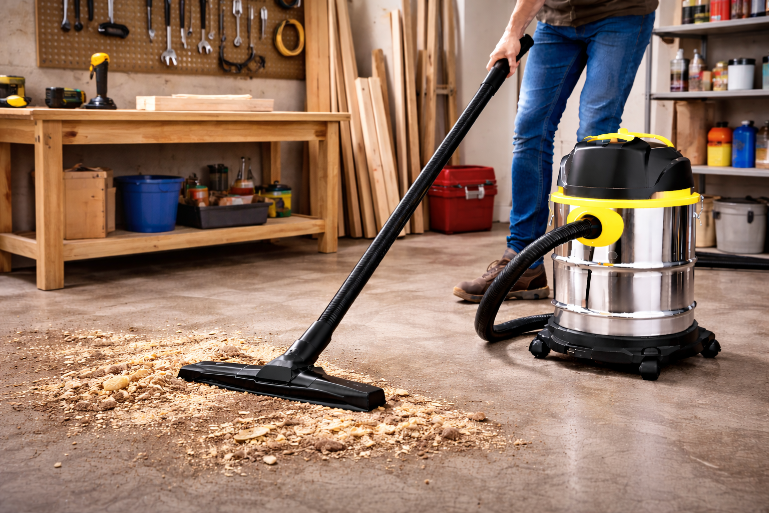 Heavy-Duty Wet and Dry Vacuum Cleaner - Workshop Use