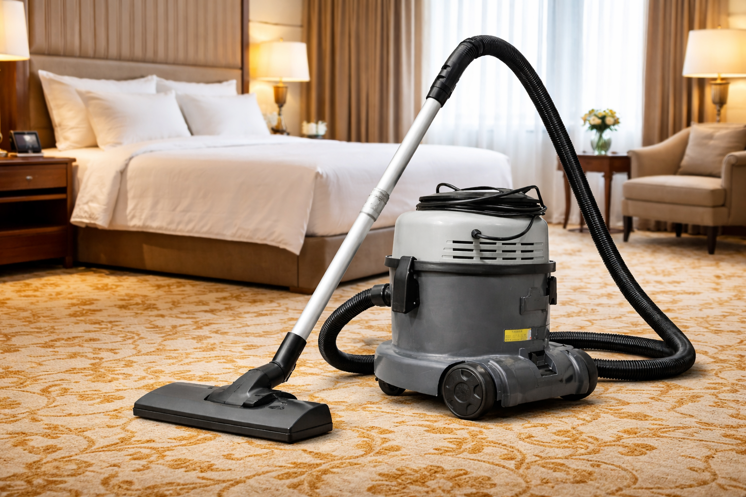 Heavy-Duty Commercial Canister Vacuum Cleaner for Hotels and Large Spaces