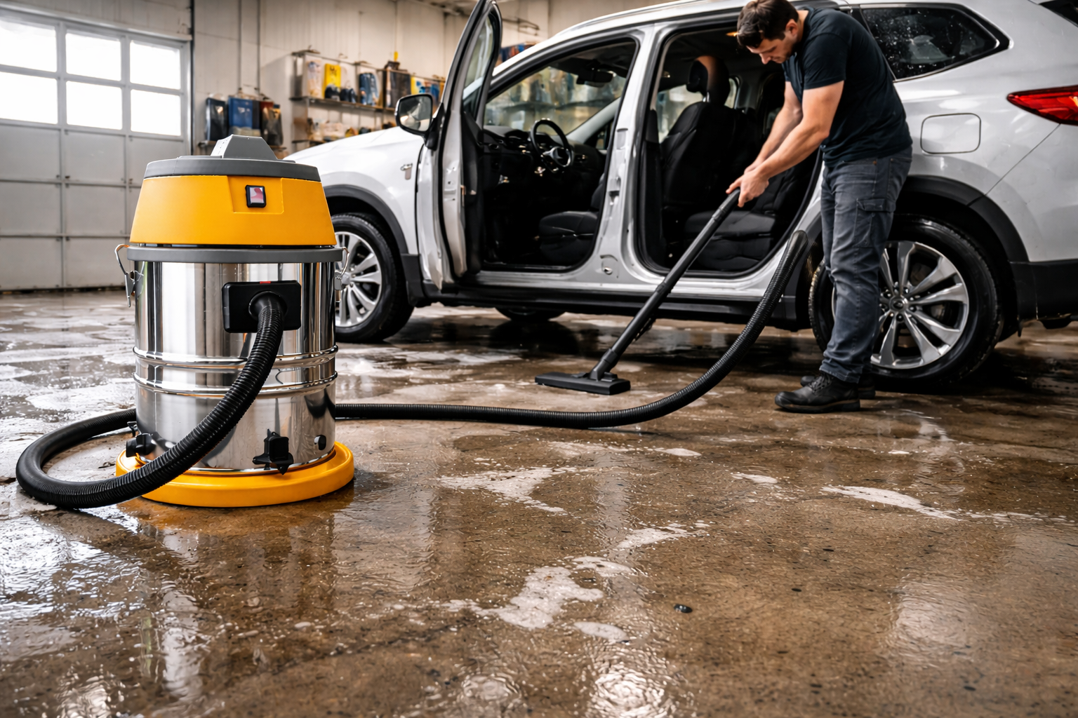 Industrial Wet and Dry Vacuum Cleaner for Auto Detailing & Garage Use