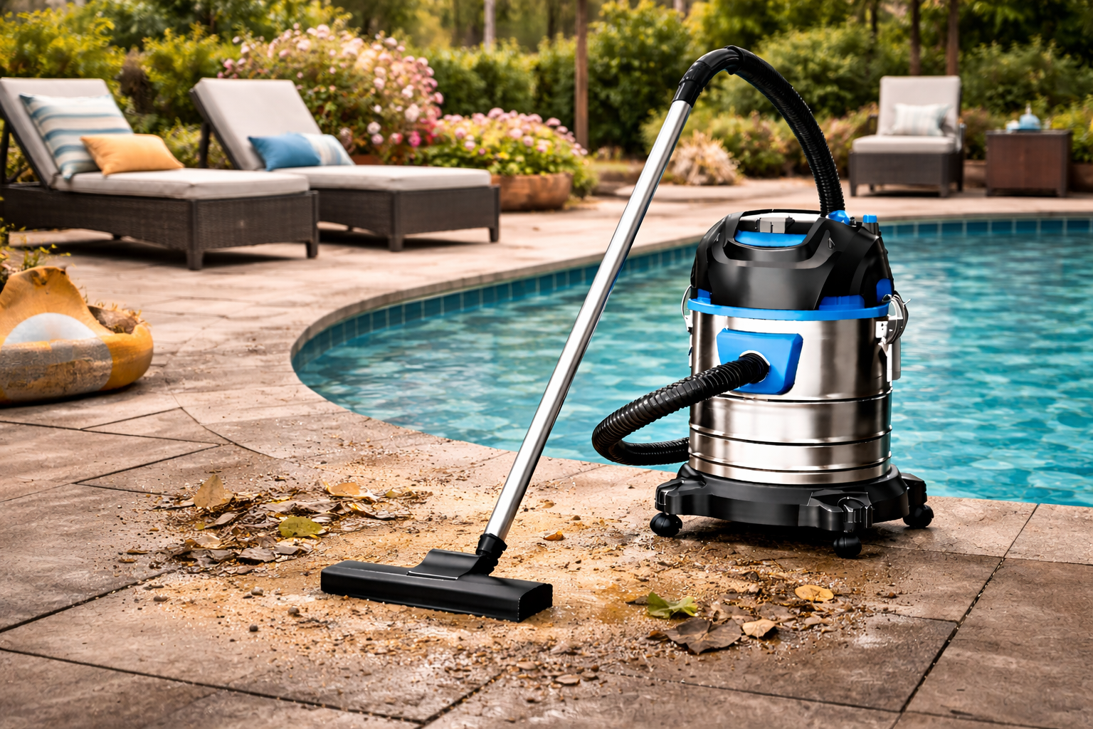 Heavy-Duty Wet & Dry Vacuum Cleaner – Ideal for Outdoor and Poolside Cleaning