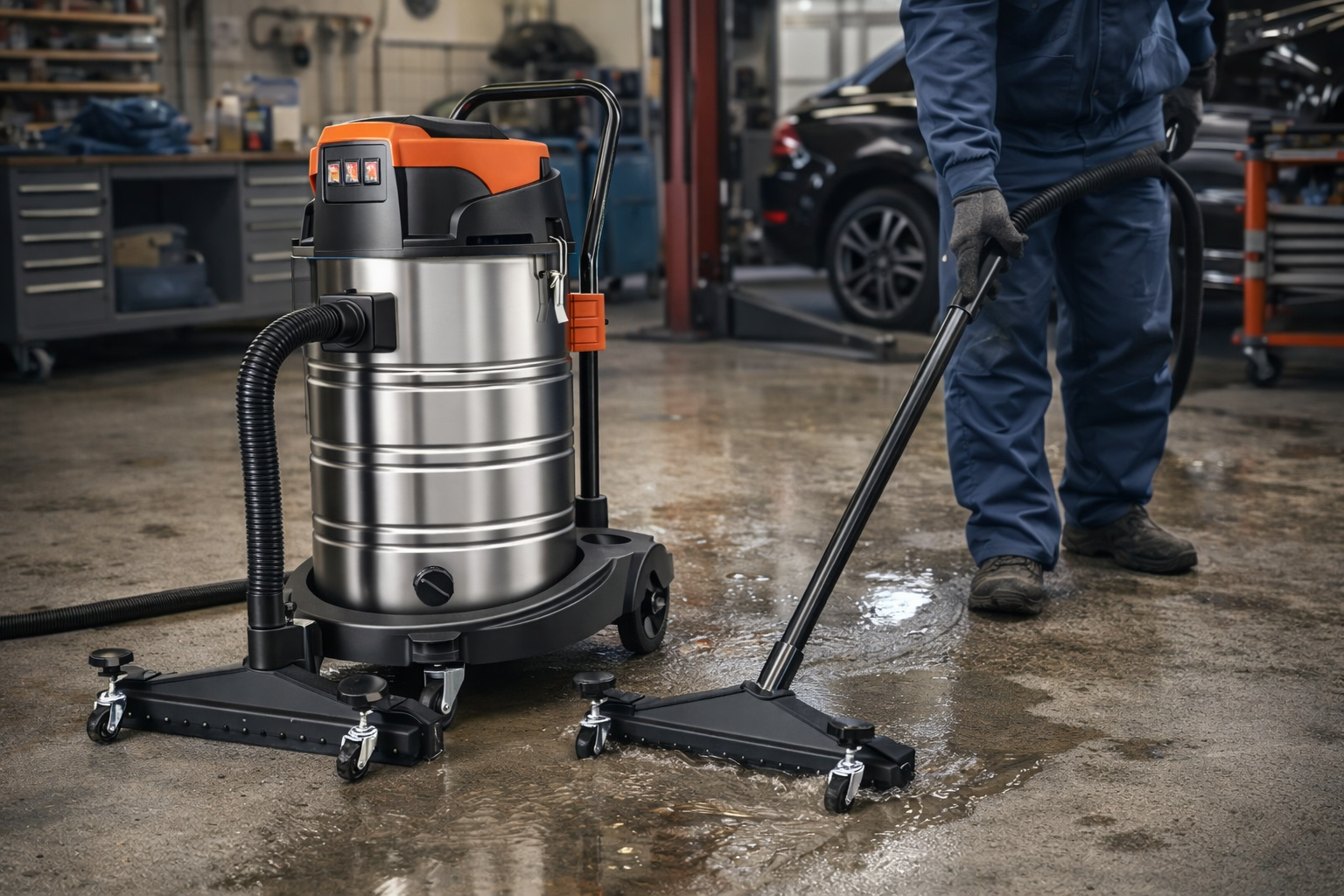 Wet & Dry Vacuum for Airports & Public Spaces – 60L Stainless Steel, 2000W