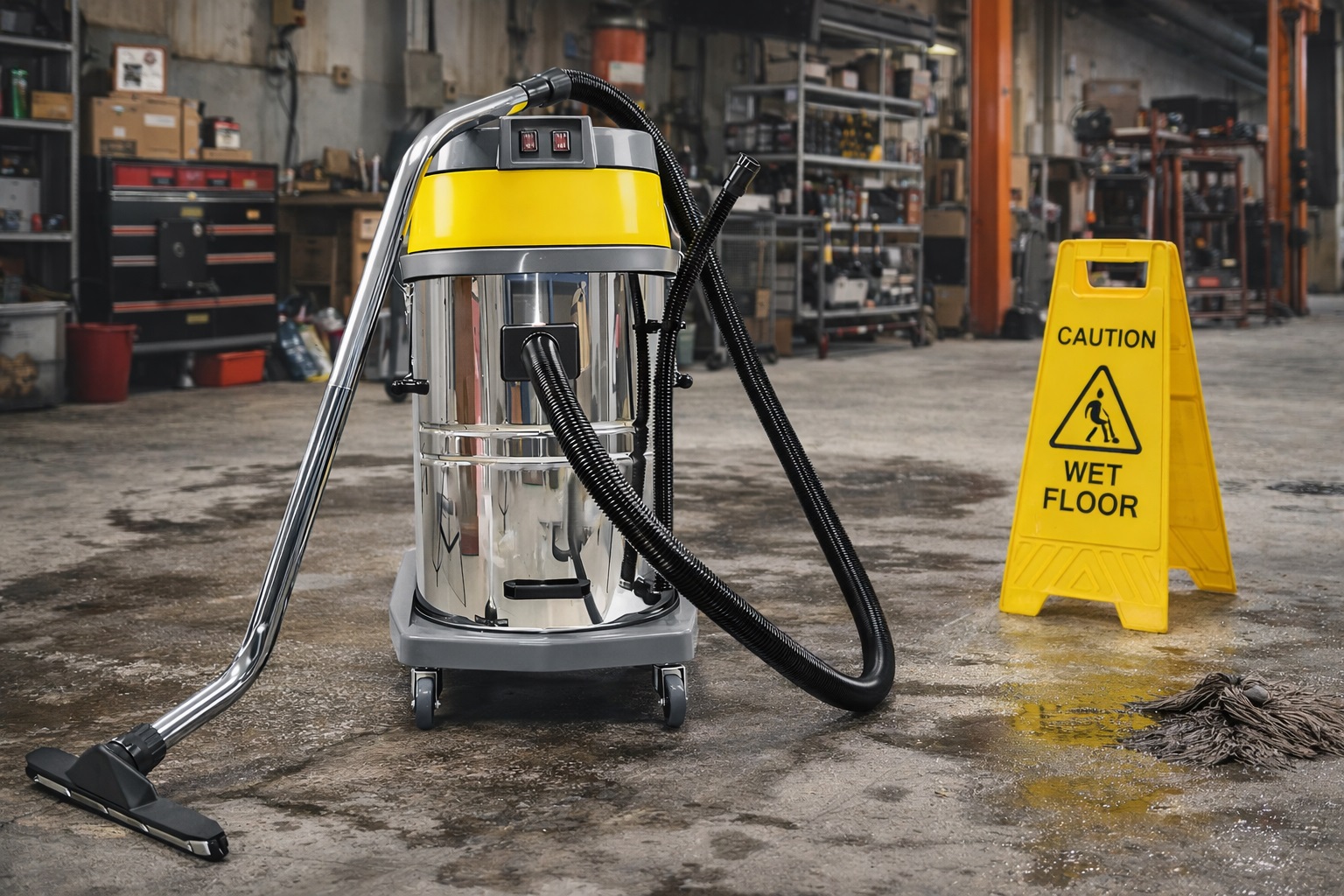 Industrial Wet and Dry Vacuum Cleaner Stainless Steel Heavy Duty Commercial Shop Vacuum