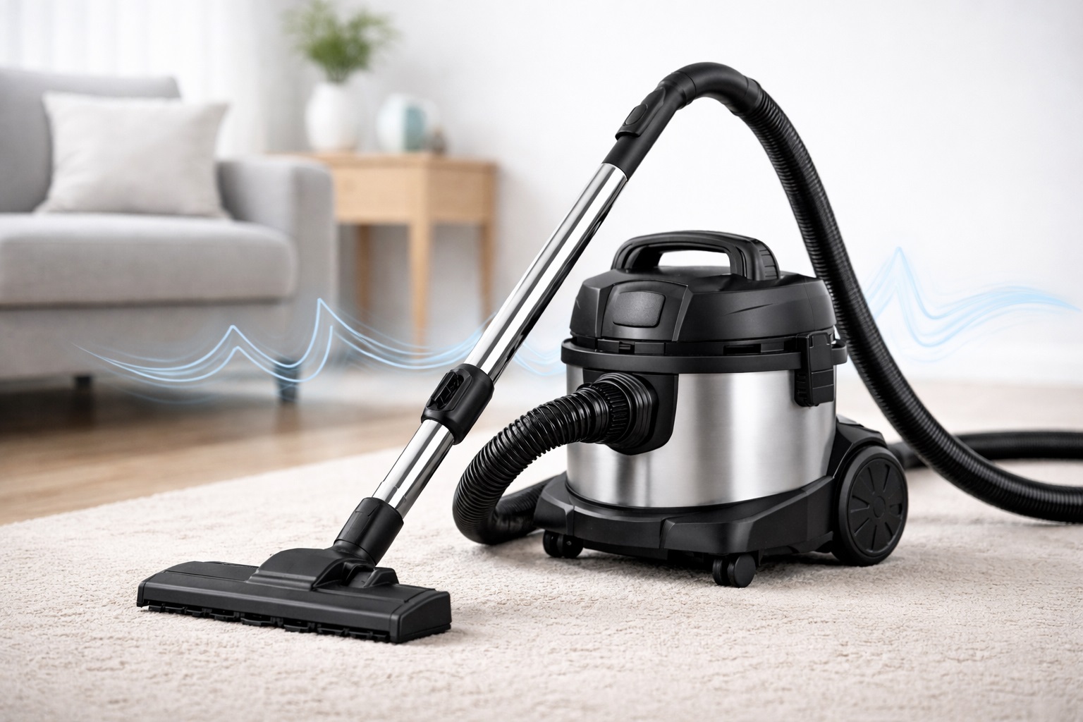 Sleek Barrel Vacuum Cleaner with Noise Reduction