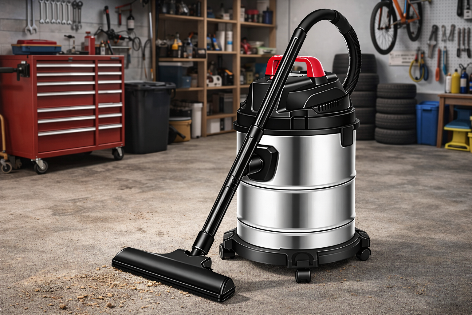 Industrial Grade Stainless Steel Wet & Dry Vacuum Cleaner for Workshop and Garage Use