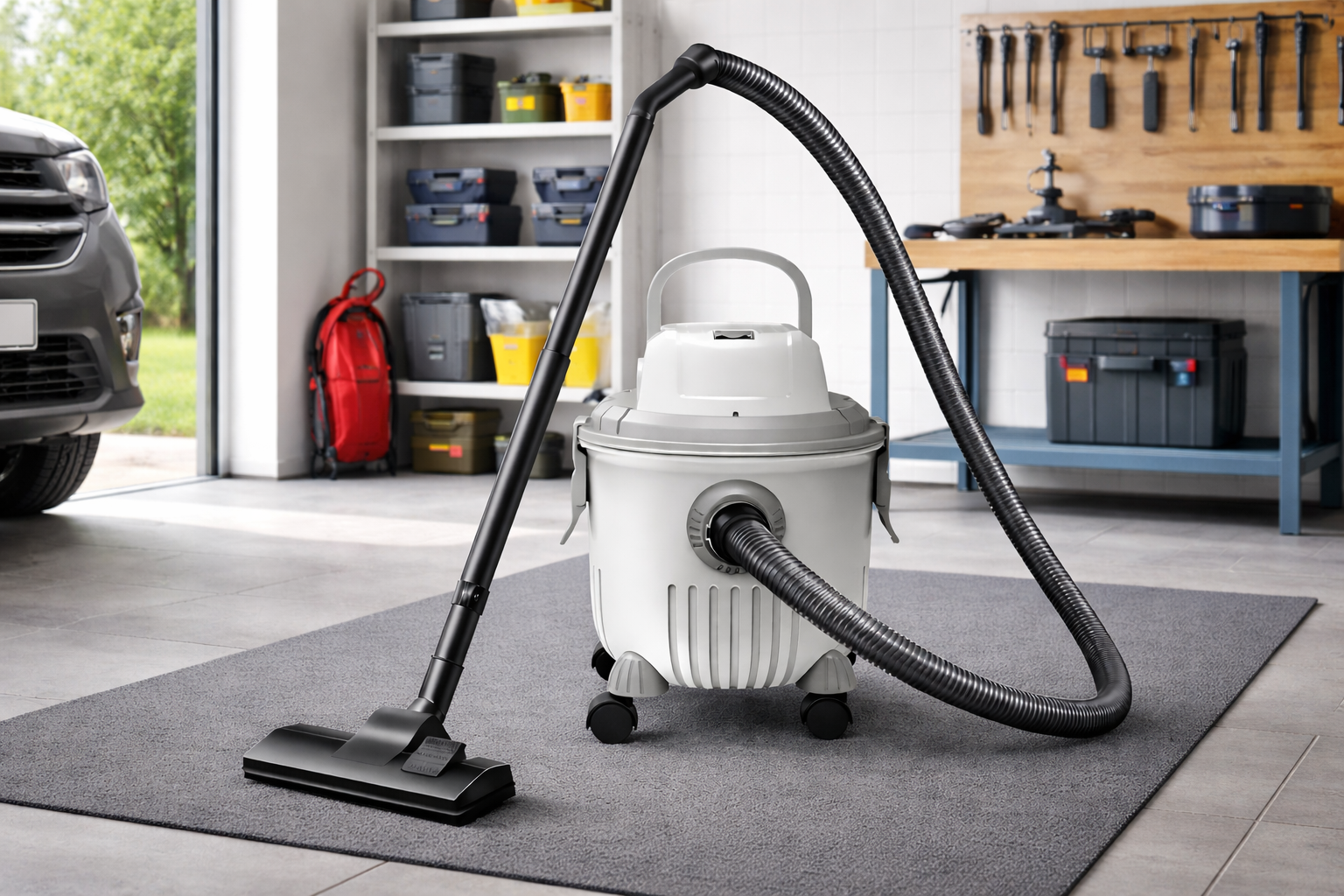 Heavy-Duty Wet and Dry Canister Vacuum Cleaner for Garage, Workshop, and Industrial Use