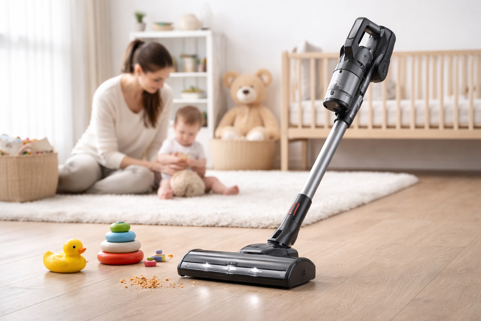 Ultra-Quiet Baby-Safe Cordless Vacuum Cleaner for Nursery & Playroom