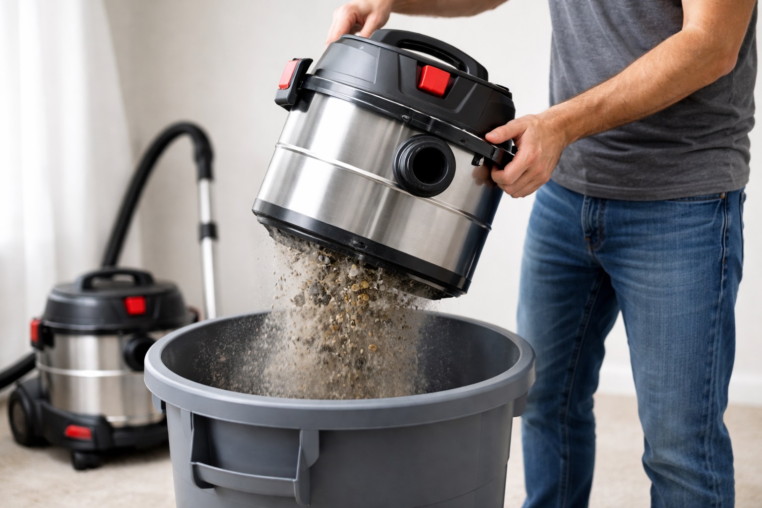 Stainless Steel Barrel Vacuum Cleaner with Easy Dust Disposal