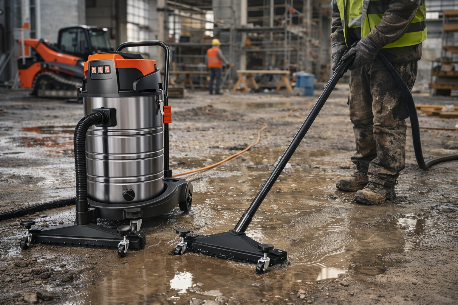 Heavy-Duty Wet & Dry Vacuum for Construction – 2000W Stainless Steel, Industrial Use