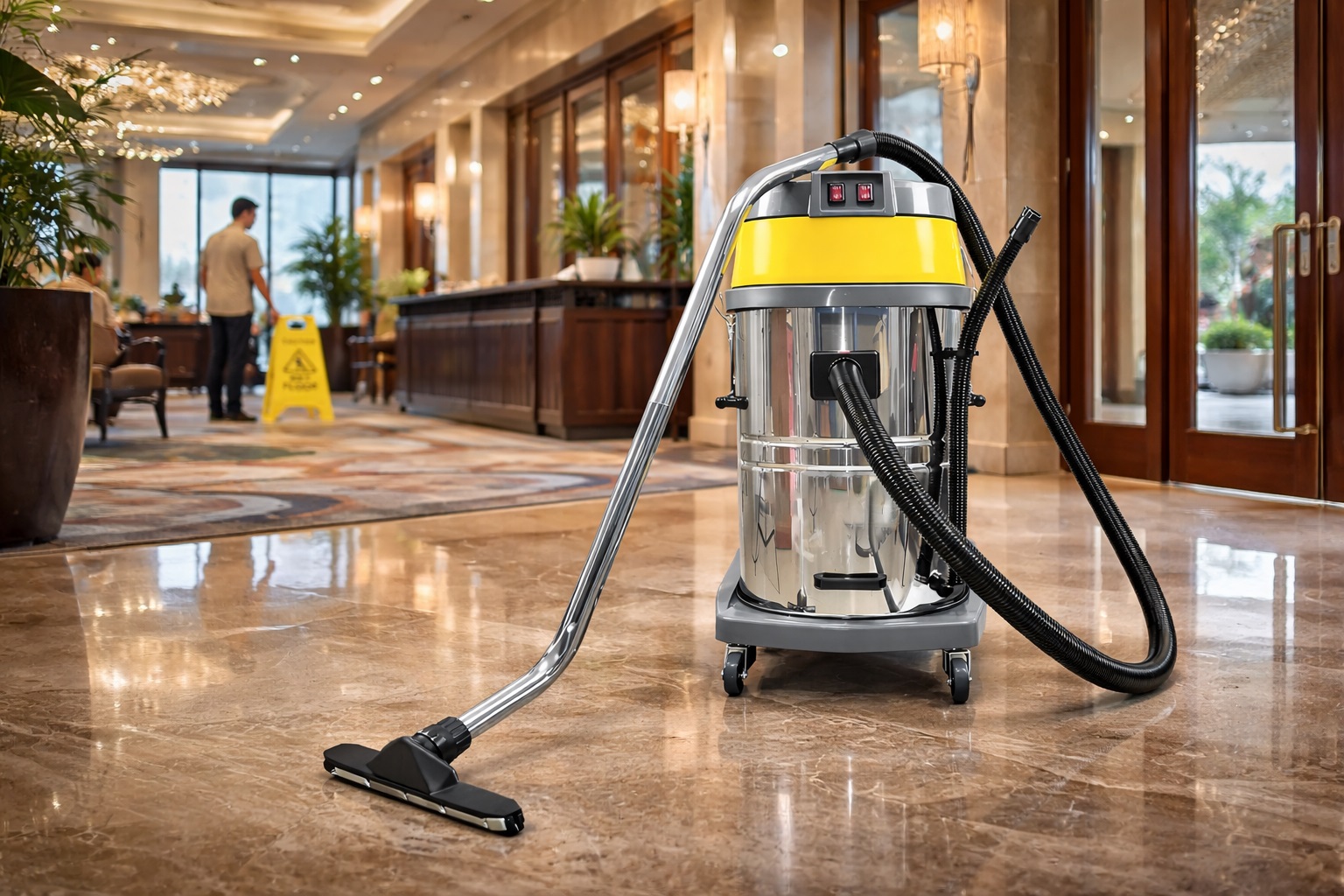 Commercial Stainless Steel Wet Dry Vacuum Cleaner for Hotel Lobby and Facility Cleaning