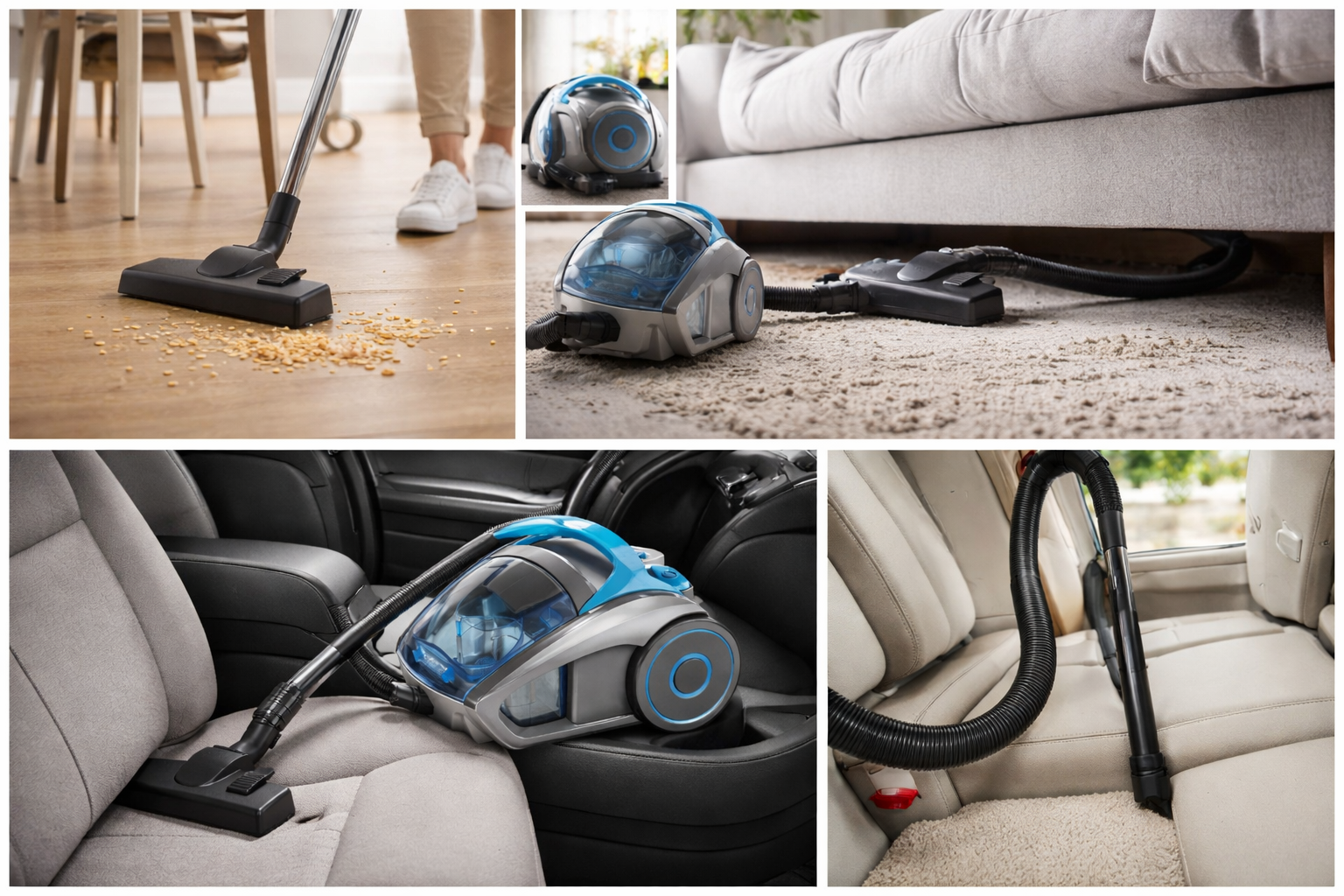 Multifunctional Cyclonic Vacuum Cleaner for Floor, Sofa & Car – Bagless HEPA Canister