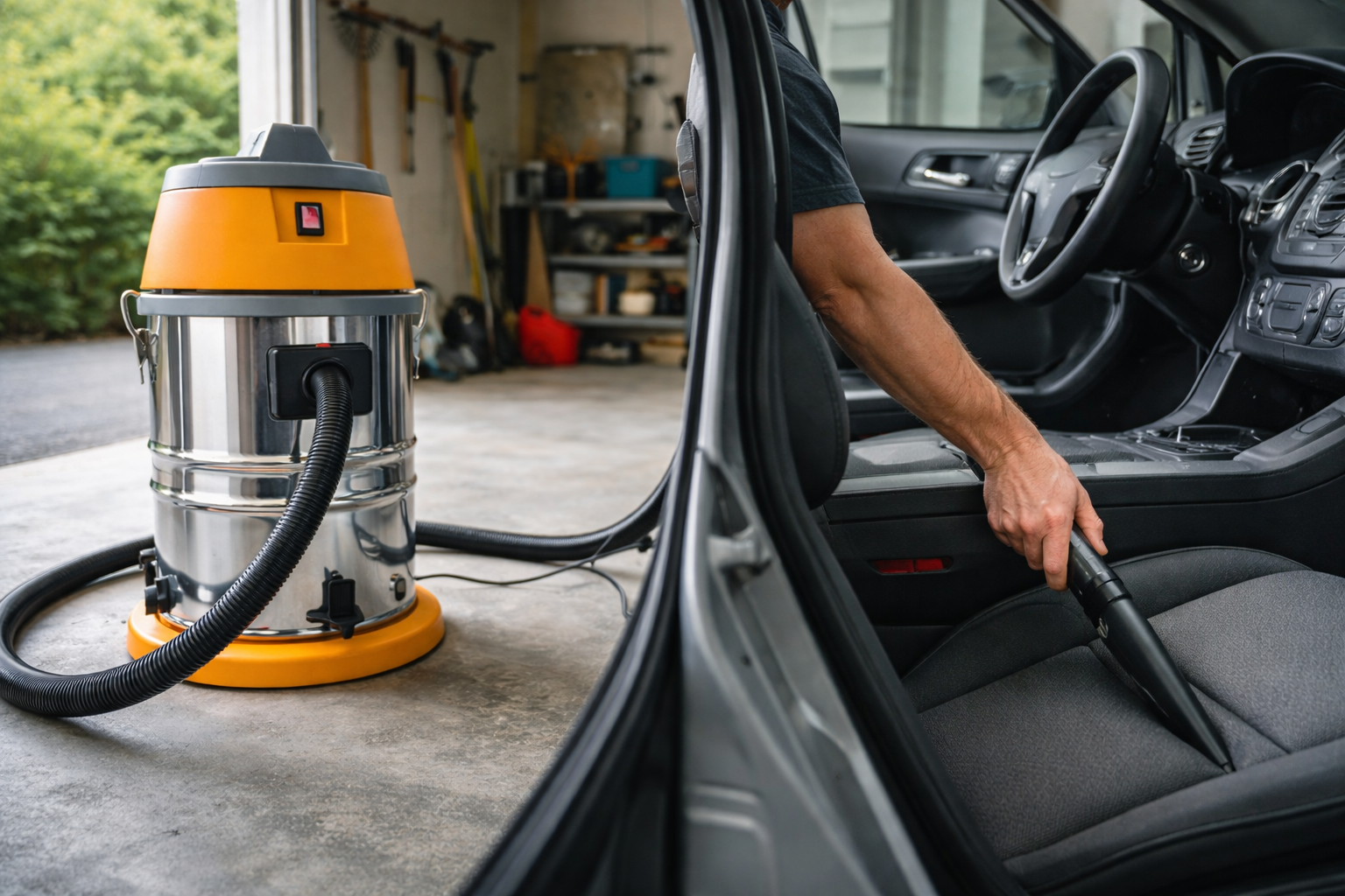 Heavy-Duty Wet and Dry Industrial Vacuum Cleaner – Stainless Steel Canister for Garage & Workshop