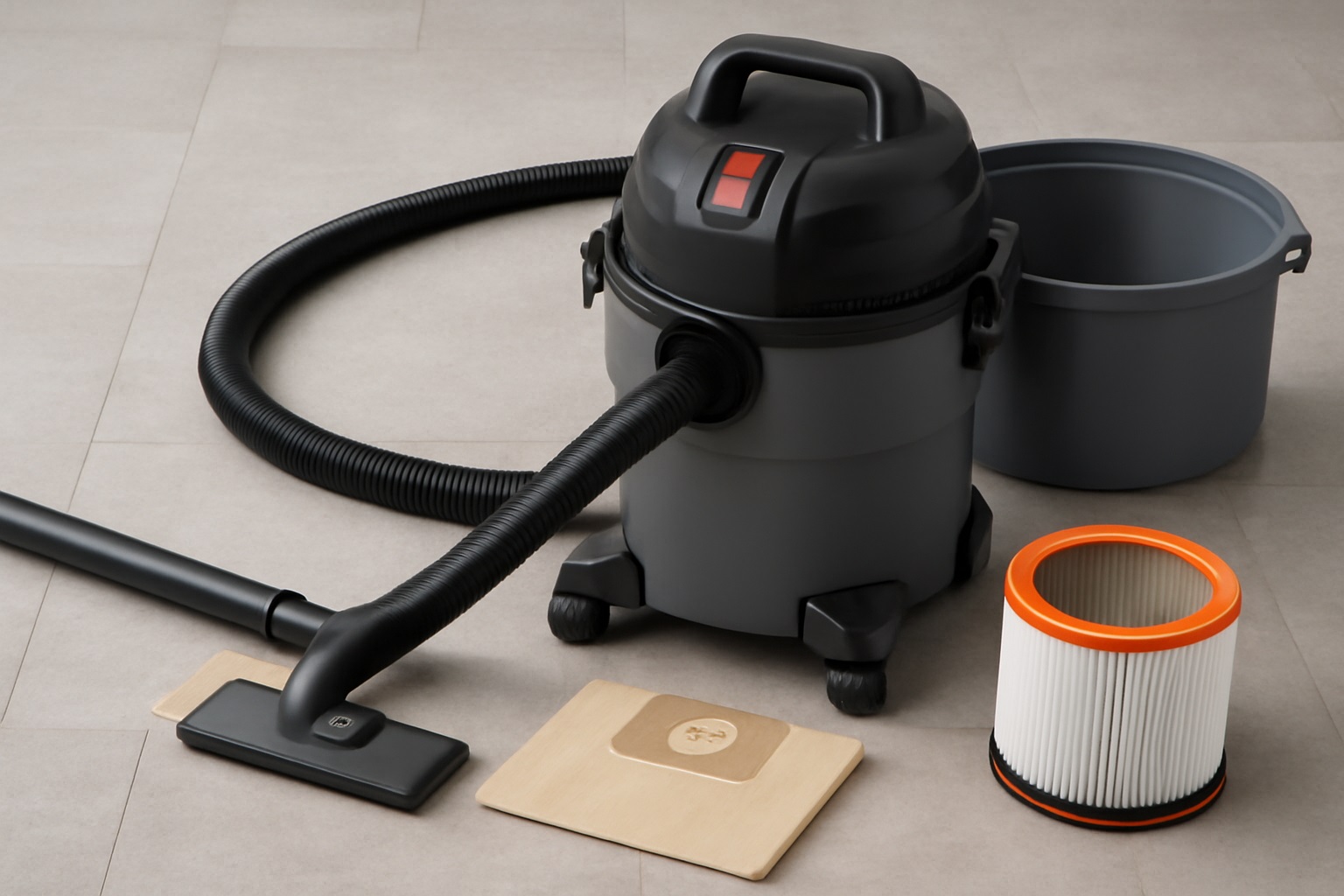 High-Suction Wet & Dry Vacuum Cleaner with Pleated Filter and Large Dust Tank