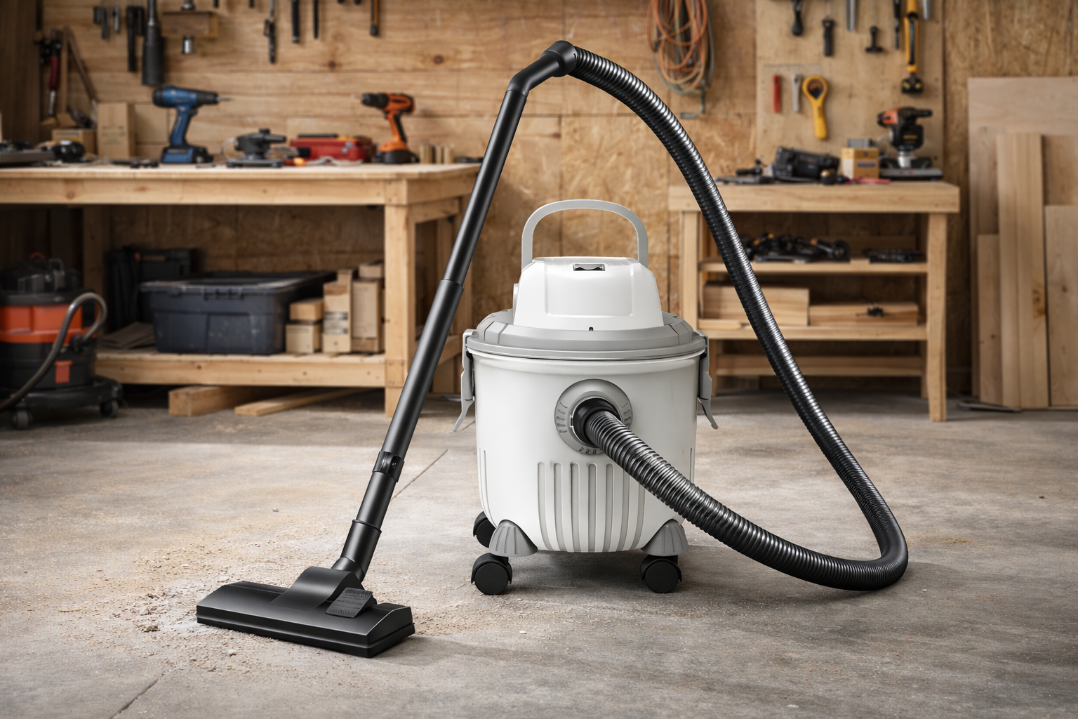 Workshop Wet and Dry Canister Vacuum Cleaner with Heavy-Duty Suction – Ideal for Woodshops and DIY Garages