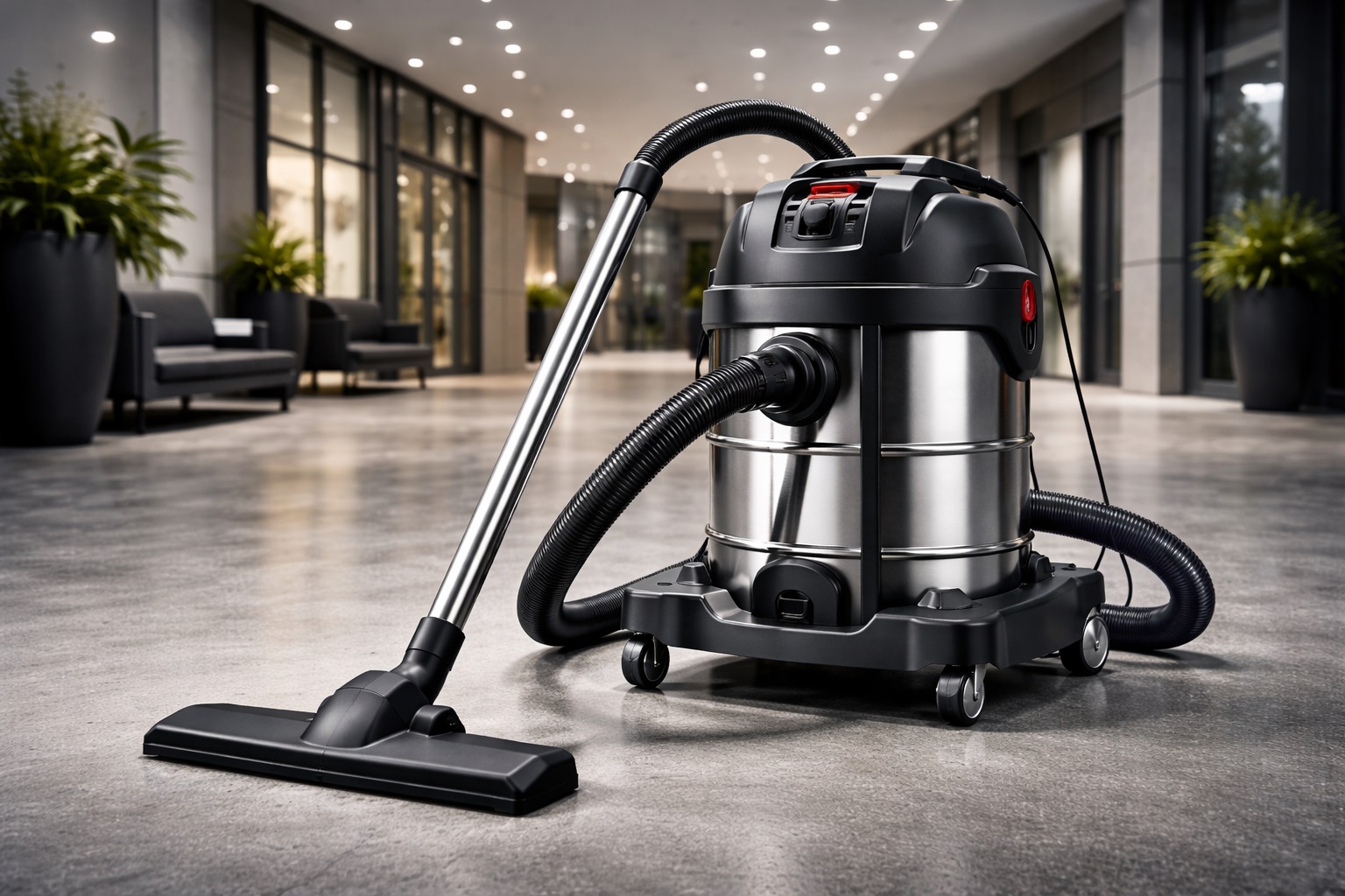 Commercial Industrial Wet & Dry Barrel Vacuum Cleaner Stainless Steel Professional Equipment