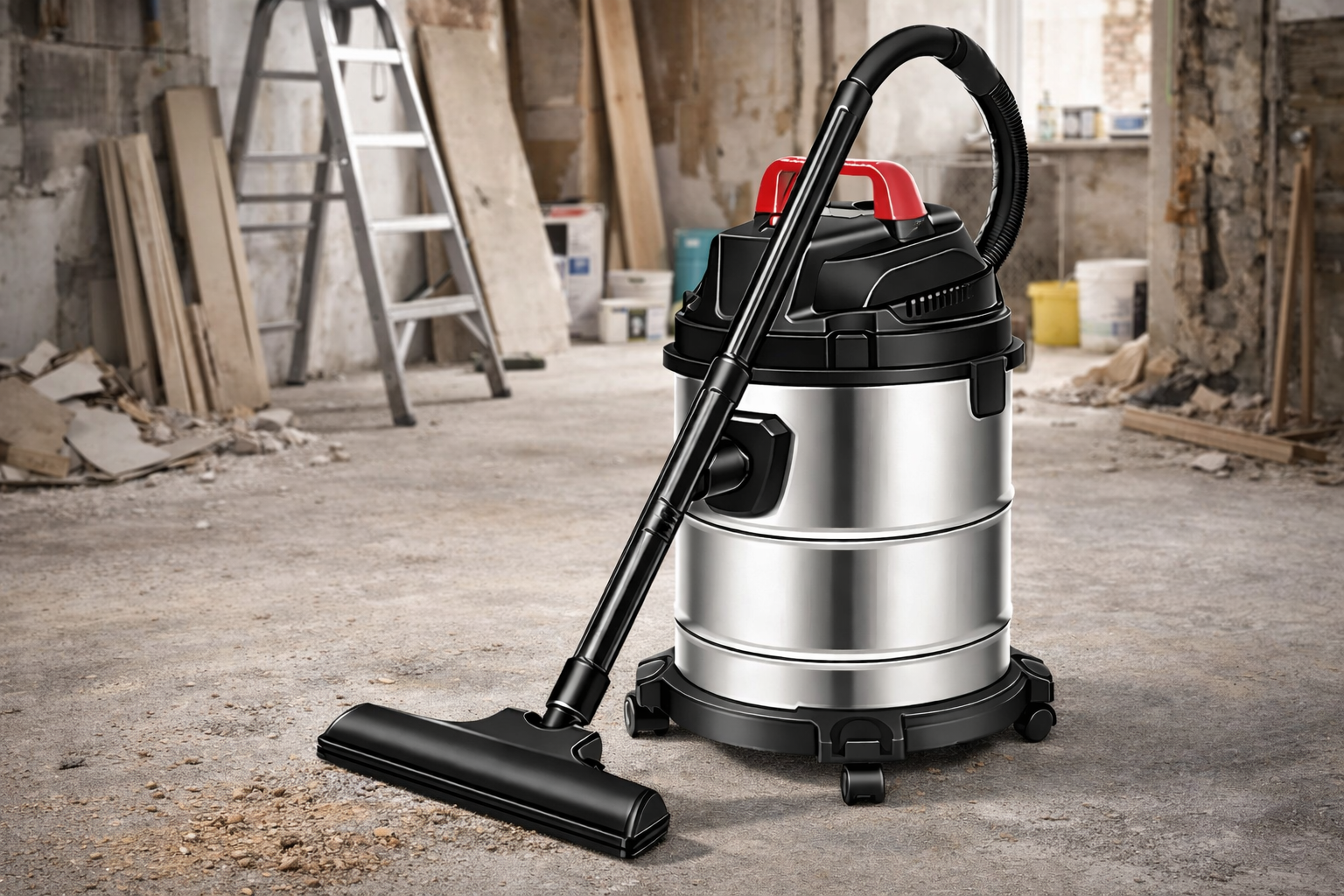 Construction Site Stainless Steel Wet & Dry Vacuum Cleaner – Heavy Duty Industrial Use