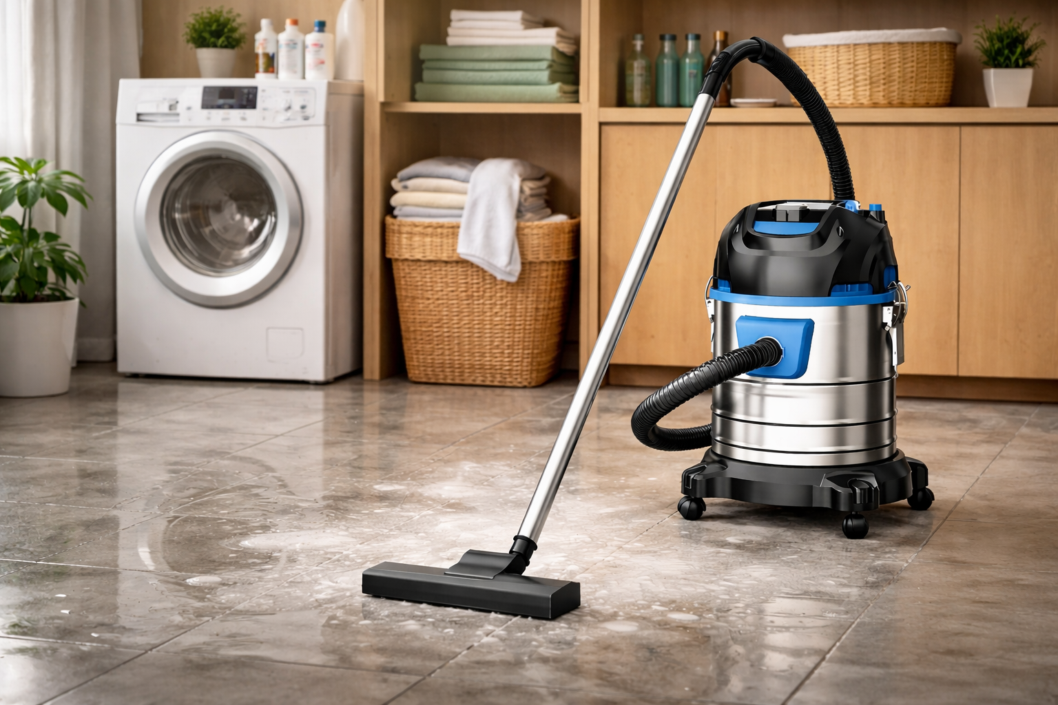Multi-Surface Wet and Dry Vacuum Cleaner with 20L Stainless Steel Tank – Ideal for Laundry Room and Home Use