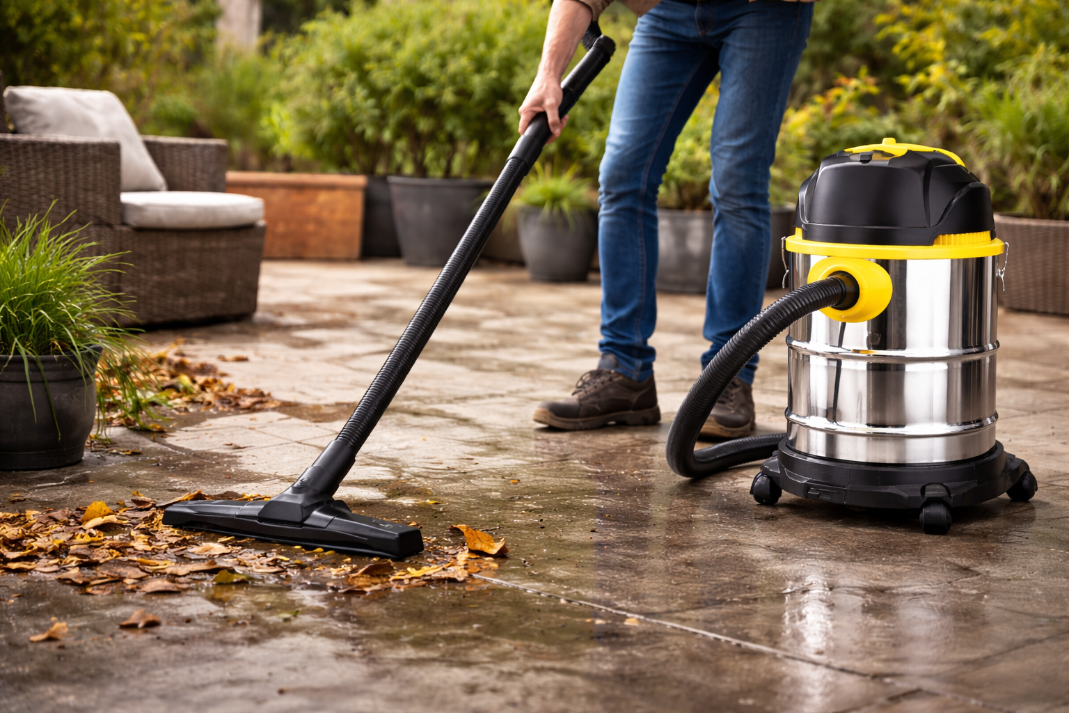 25L Outdoor Wet and Dry Vacuum Cleaner with Blower Function and Stainless Steel Tank