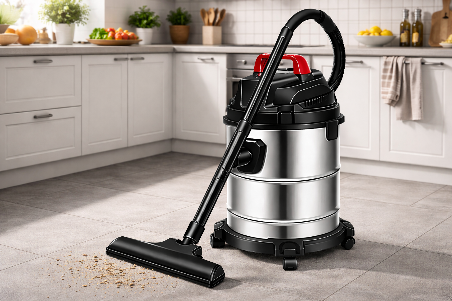 Home Stainless Steel Wet & Dry Vacuum Cleaner – Compact, Powerful and Versatile for Household Use