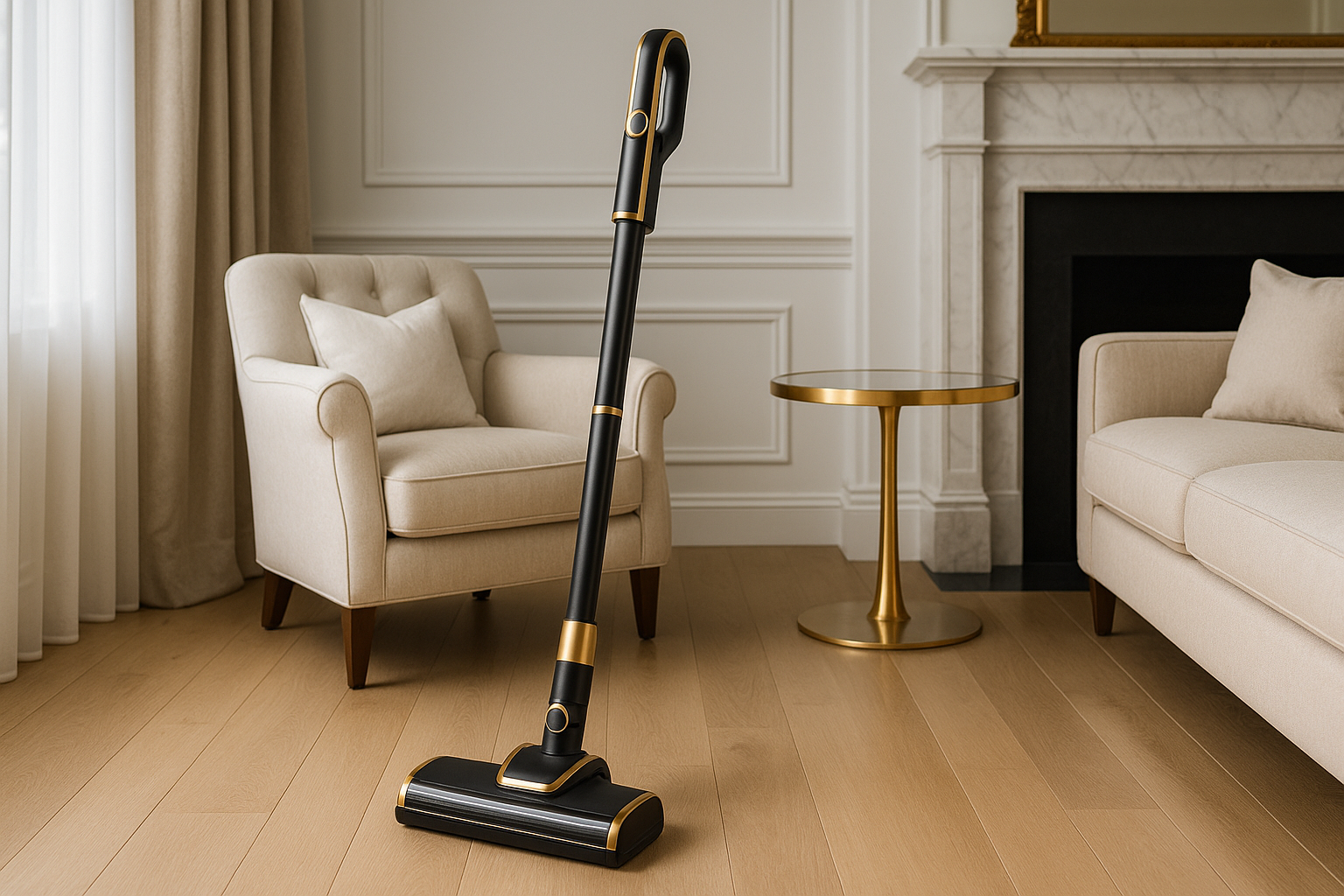 A4 Luxury Cordless Quiet Vacuum Cleaner with Gold Accents for Elegant Homes