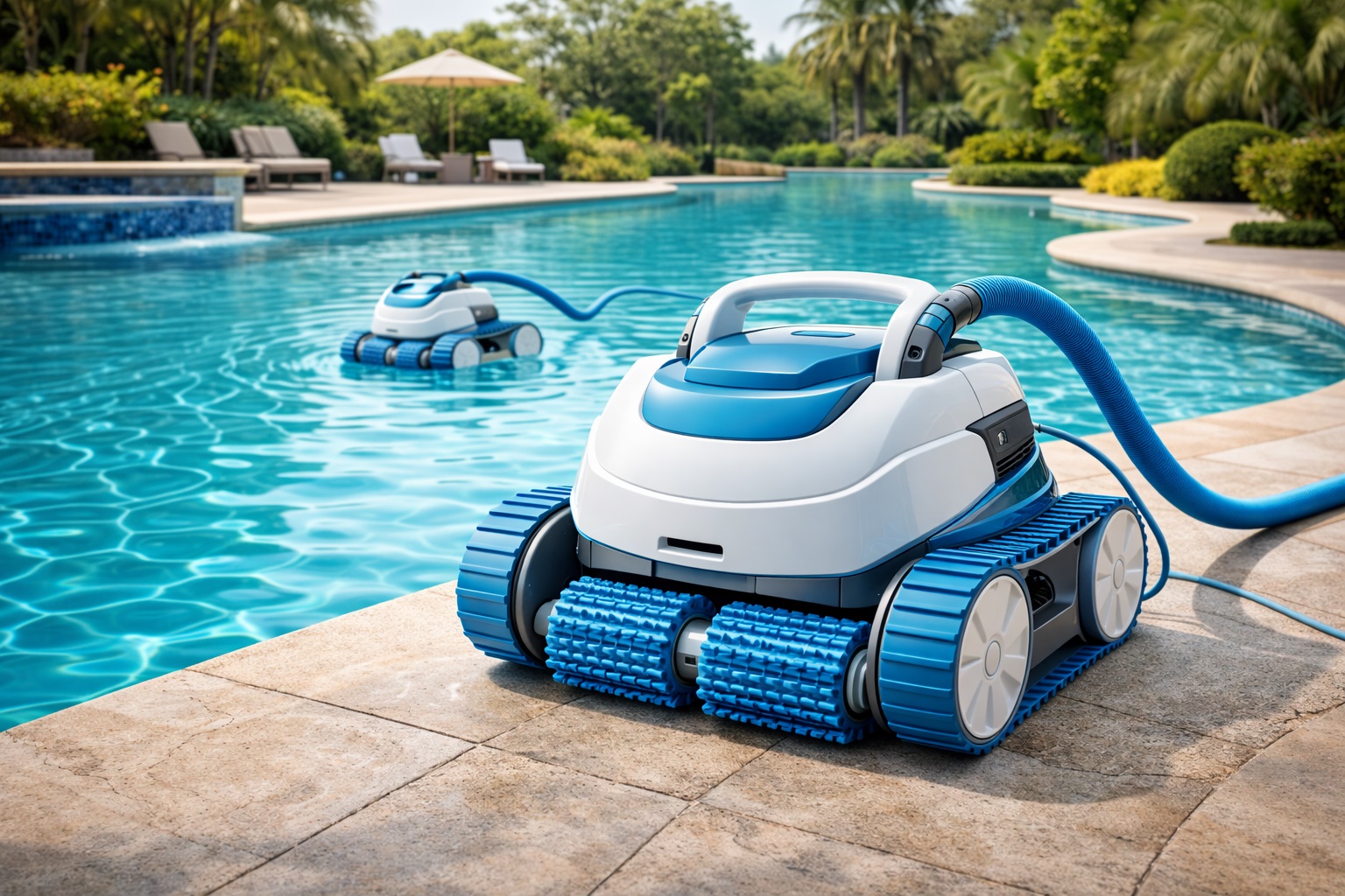 Robotic Pool Vacuum Cleaner for Large Pools Automatic Wall Climbing Cleaning Machine