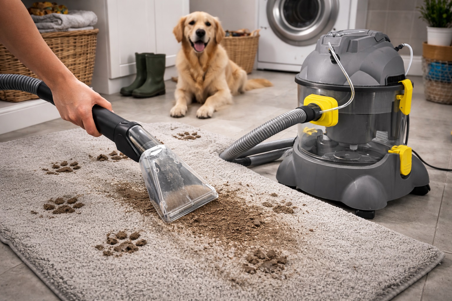 Portable Pet Stain Carpet Cleaner Machine with Spray Extraction and Upholstery Nozzle