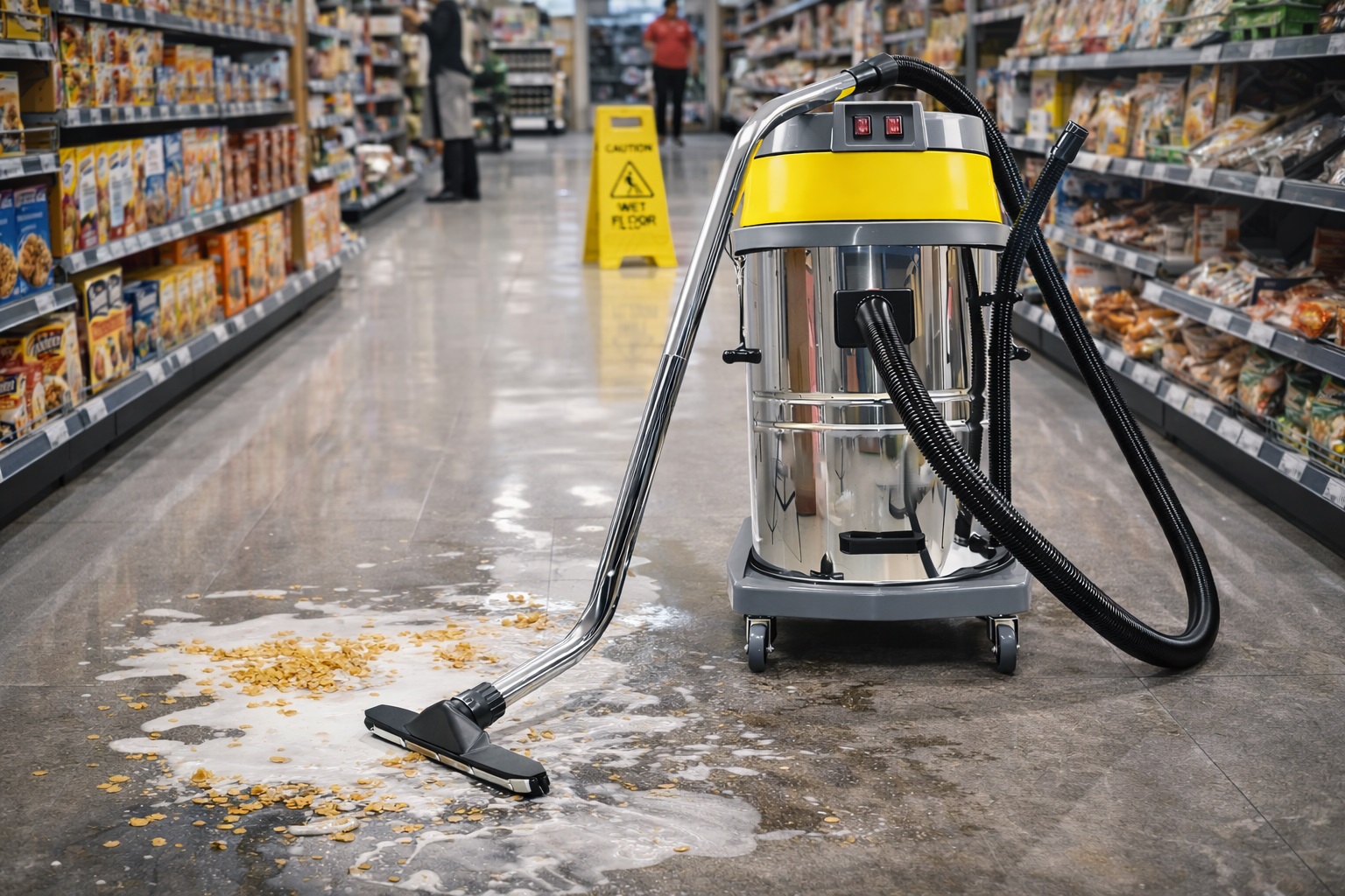Supermarket Floor Cleaning Wet Dry Vacuum Cleaner Stainless Steel Commercial Vacuum