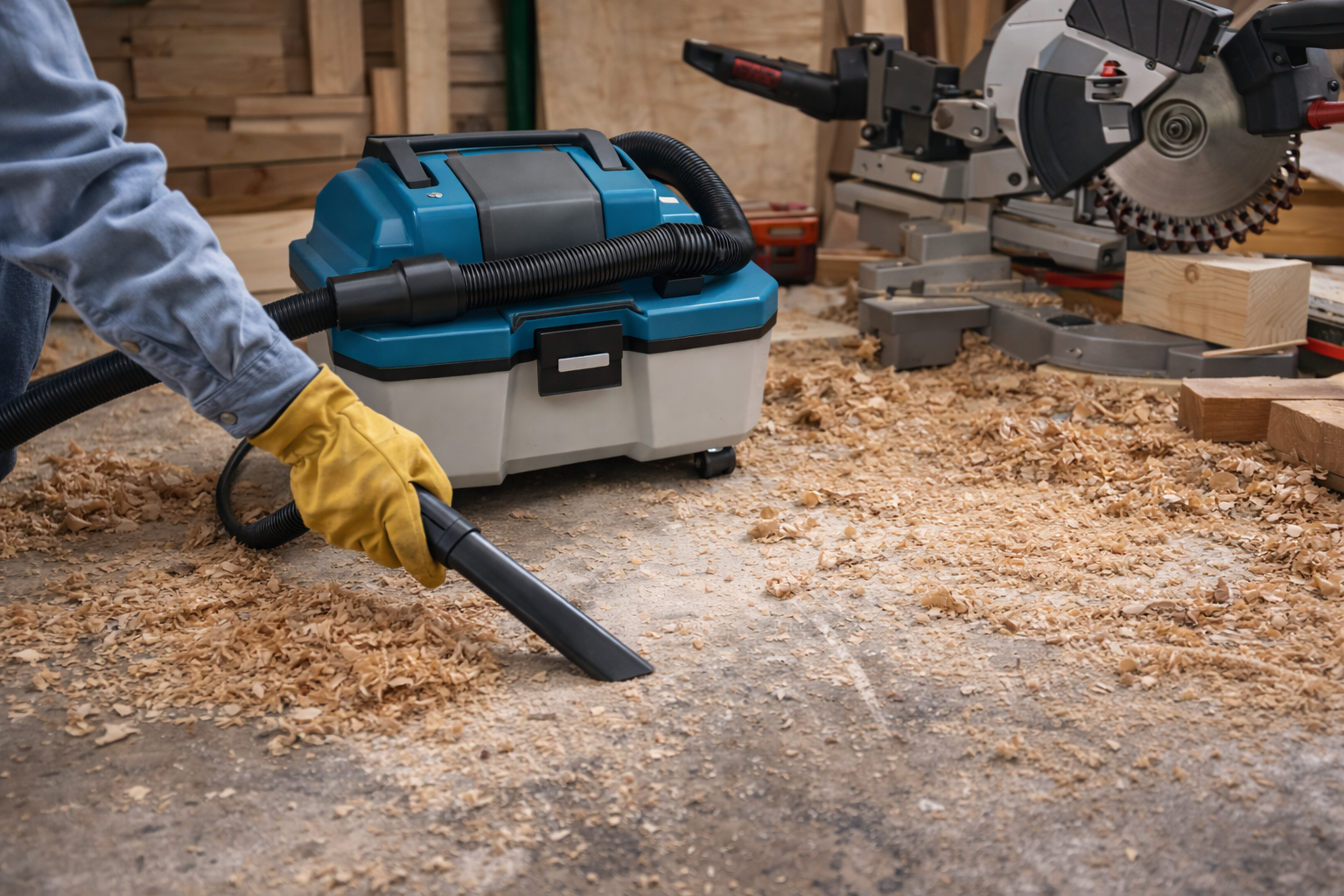 Portable Wet & Dry Workshop Vacuum Cleaner for Sawdust and Debris Removal