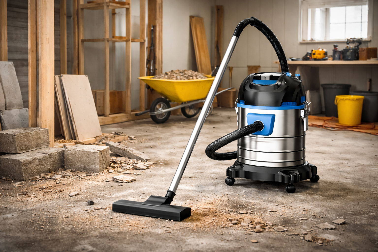 Heavy-Duty Wet and Dry Vacuum Cleaner for Construction Sites – 30L Stainless Steel Tank & High Suction Power