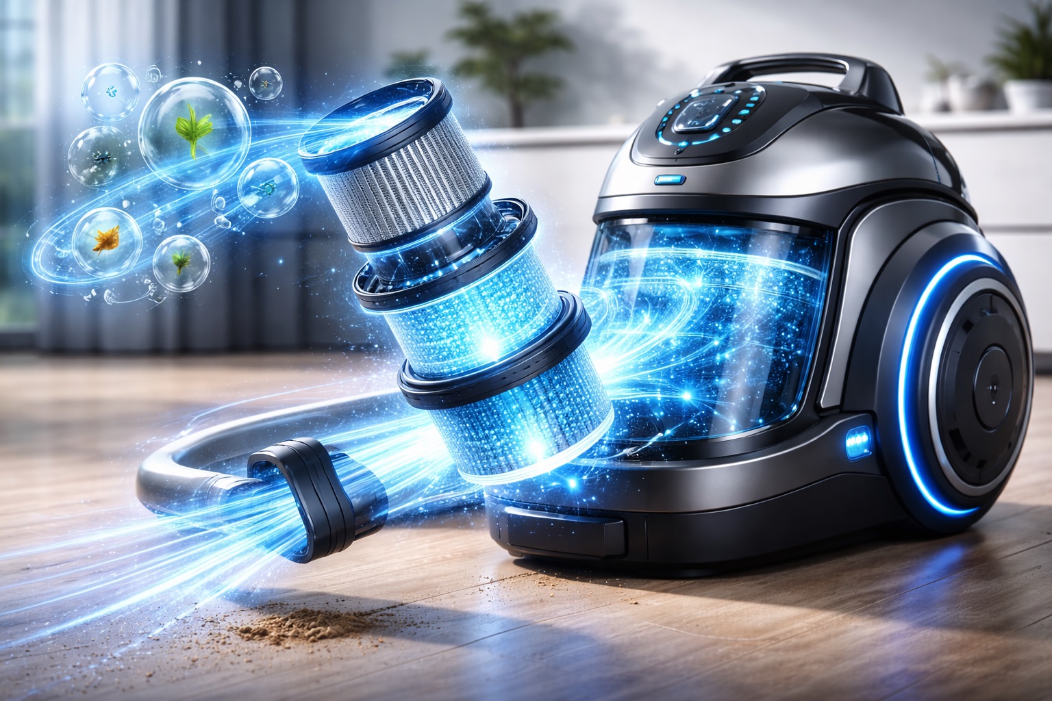 Advanced HEPA Canister Vacuum Cleaner with Multi-Stage Filtration & Air Purification System