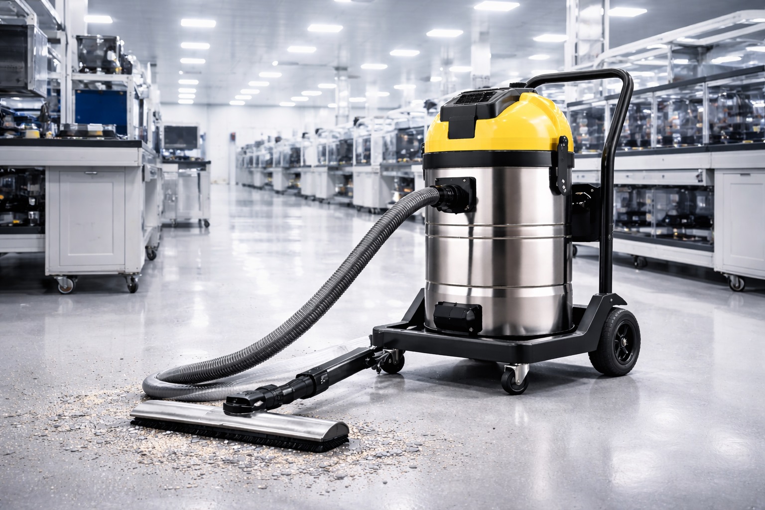 Cleanroom Industrial Vacuum Cleaner – Stainless Steel Wet & Dry Vacuum for Electronics Factories