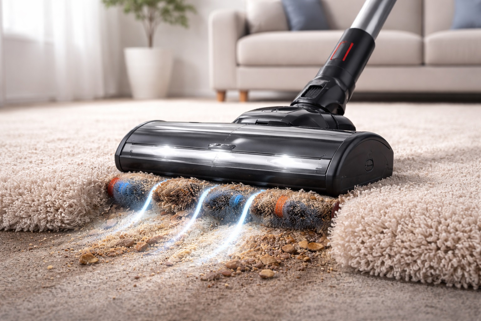 Deep Carpet Cleaning Cordless Vacuum with Motorized Roller Brush