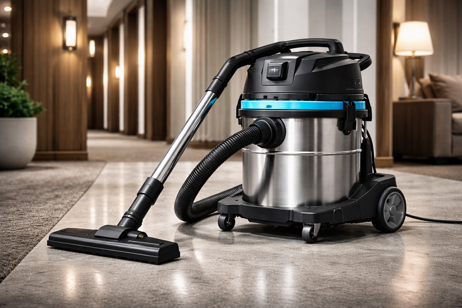 Low Noise Commercial Wet Dry Vacuum Cleaner 30L Quiet Hotel Cleaning Machine