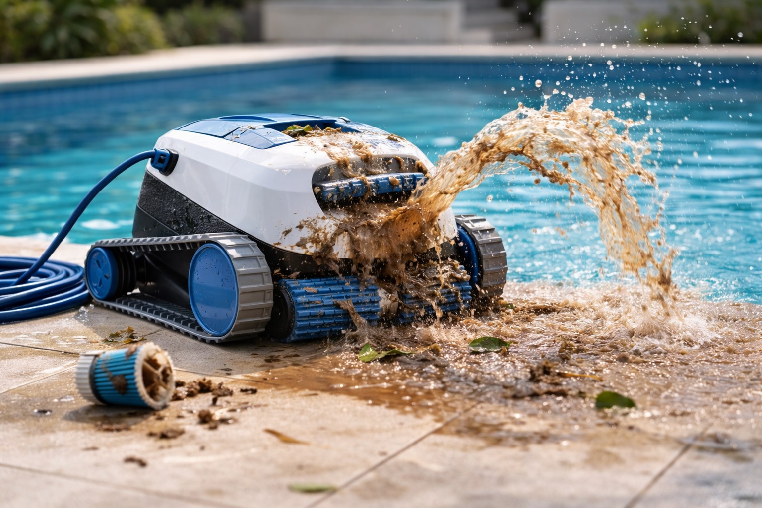 Automatic Robotic Pool Vacuum Cleaner with Intelligent Navigation and Dual Track Drive