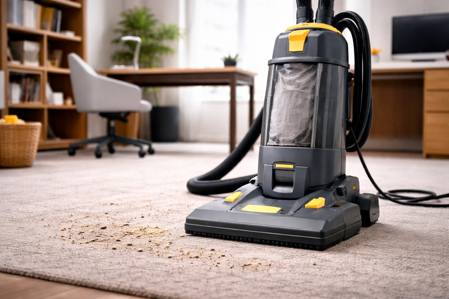 Upright Commercial Vacuum Cleaner for Office and Carpeted Workspace Cleaning