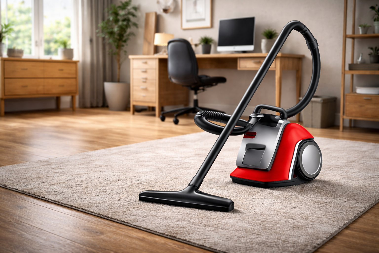 Red & Black Compact Canister Vacuum Cleaner