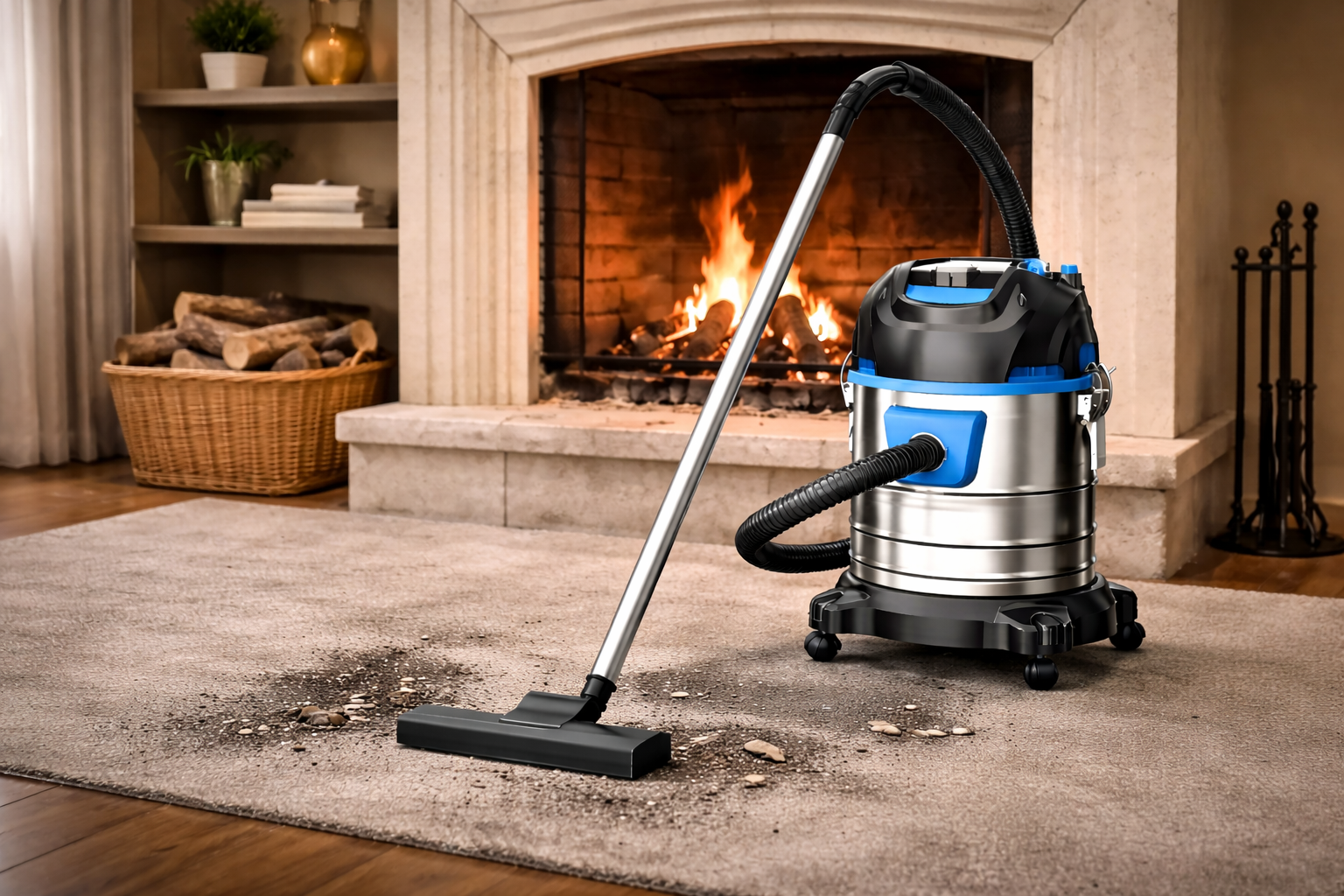 Wet and Dry Ash Vacuum Cleaner with Stainless Steel Tank – Ideal for Fireplace, Wood Stove & Indoor Ash Cleanup