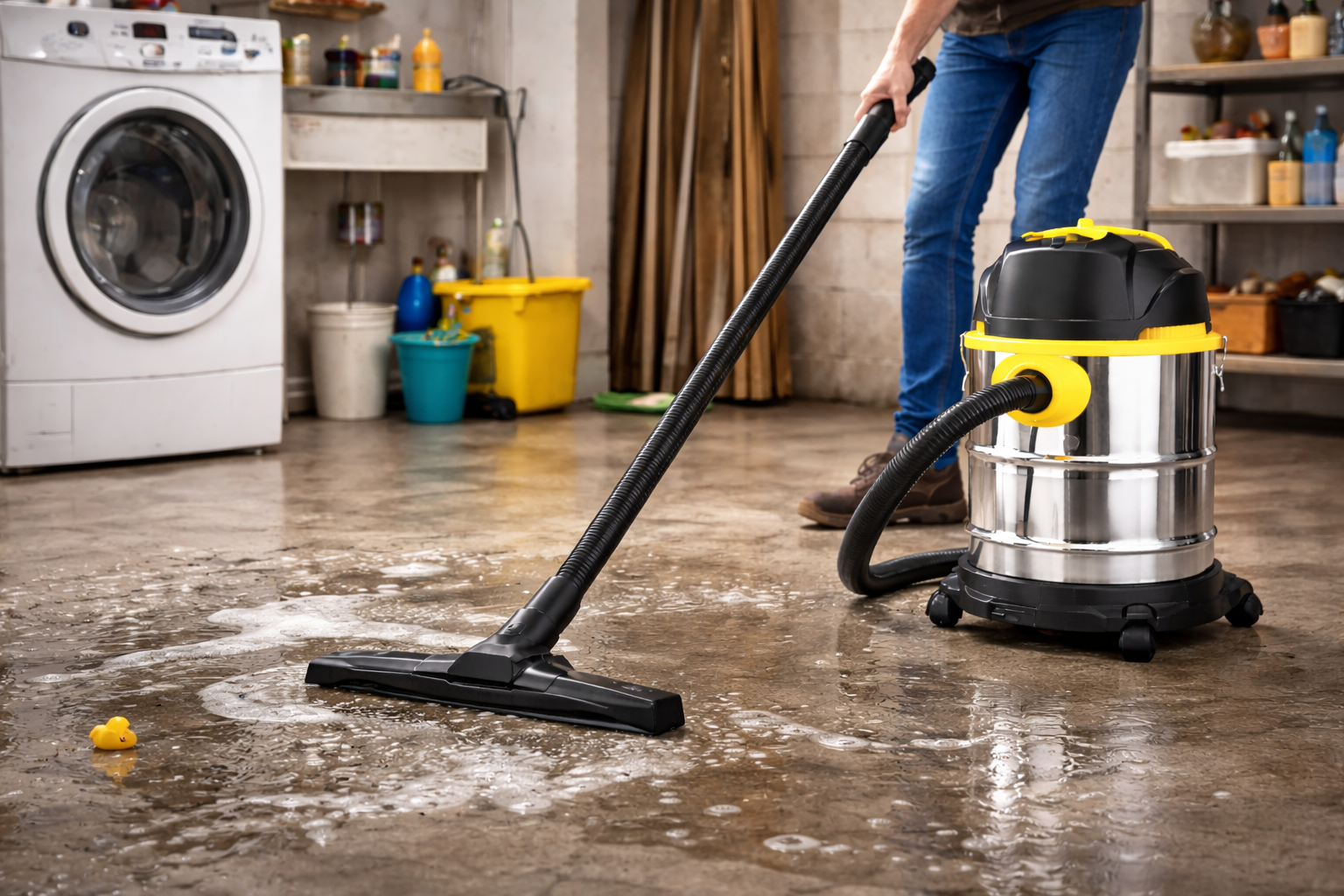 25L Wet and Dry Vacuum Cleaner for Laundry Room & Basement with Stainless Steel Tank