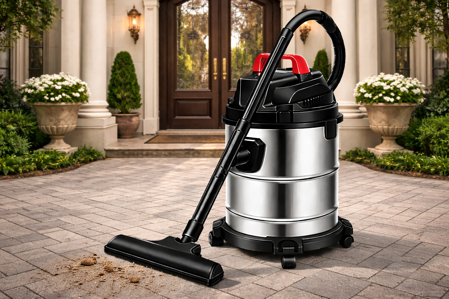 Outdoor Stainless Steel Wet & Dry Vacuum Cleaner – Heavy Duty for Patio, Porch & Yard Cleaning