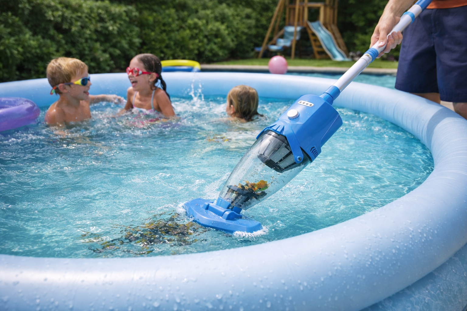 Family-Friendly Pool Vacuum – Cordless, Rechargeable Cleaner for Inflatable Kiddie Pools & Safe Use Around Children