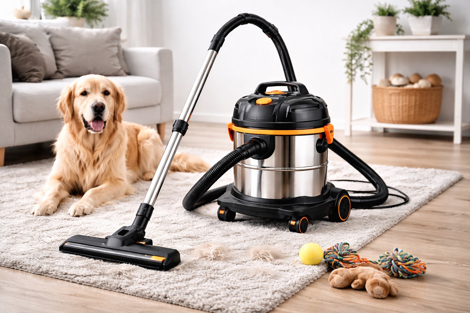 Wet and Dry Barrel Vacuum Cleaner for Pet Hair – Stainless Steel, Low Noise, High Suction