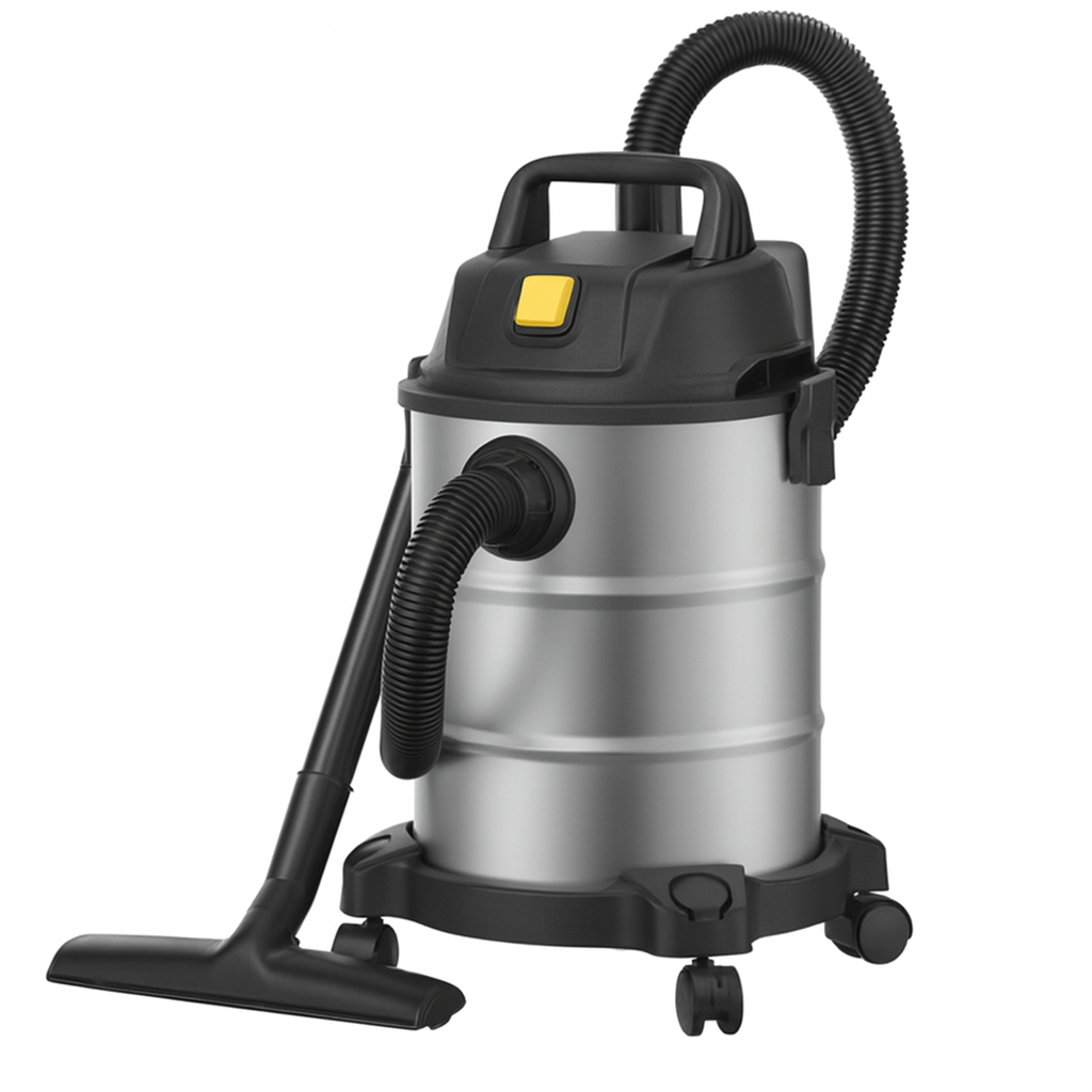 A6 Stainless Steel Wet Dry Vacuum Cleaner with Yellow Power Button – Quiet, Powerful & Compact