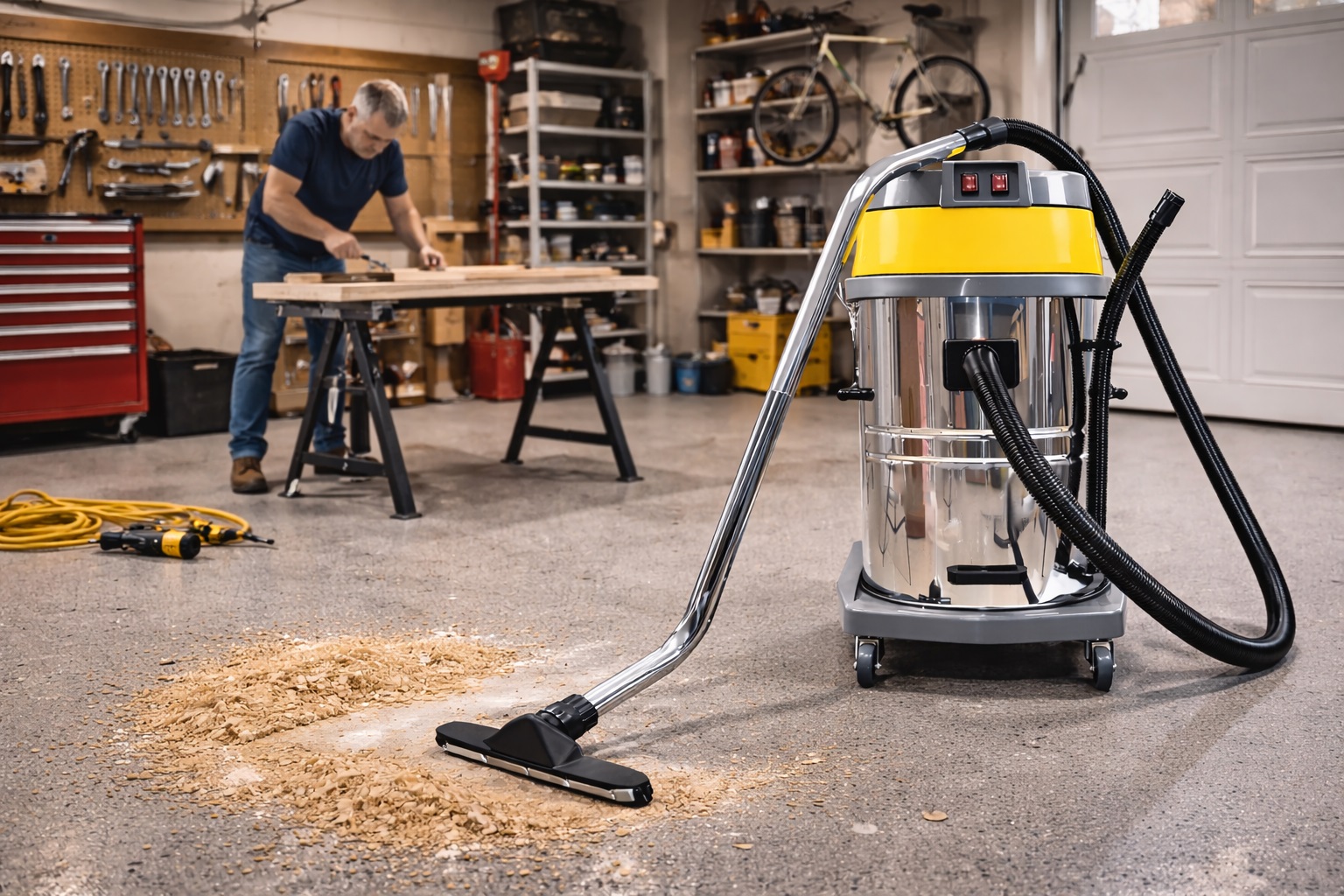 Woodworking Shop Wet Dry Vacuum Cleaner Stainless Steel Garage Workshop Dust Vacuum