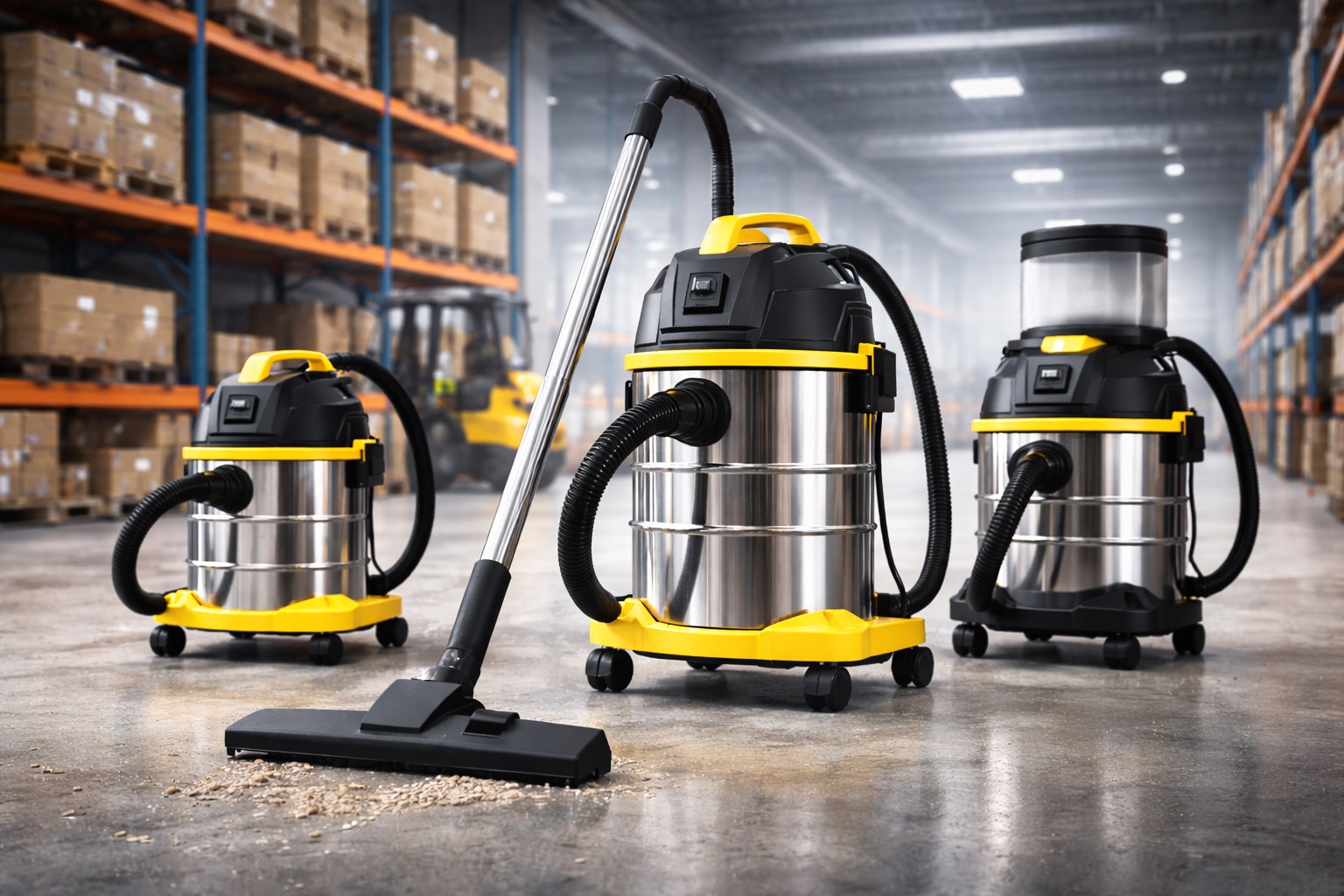 Industrial Wet-Dry Vacuum Cleaner – Commercial Warehouse Stainless Steel Vacuum