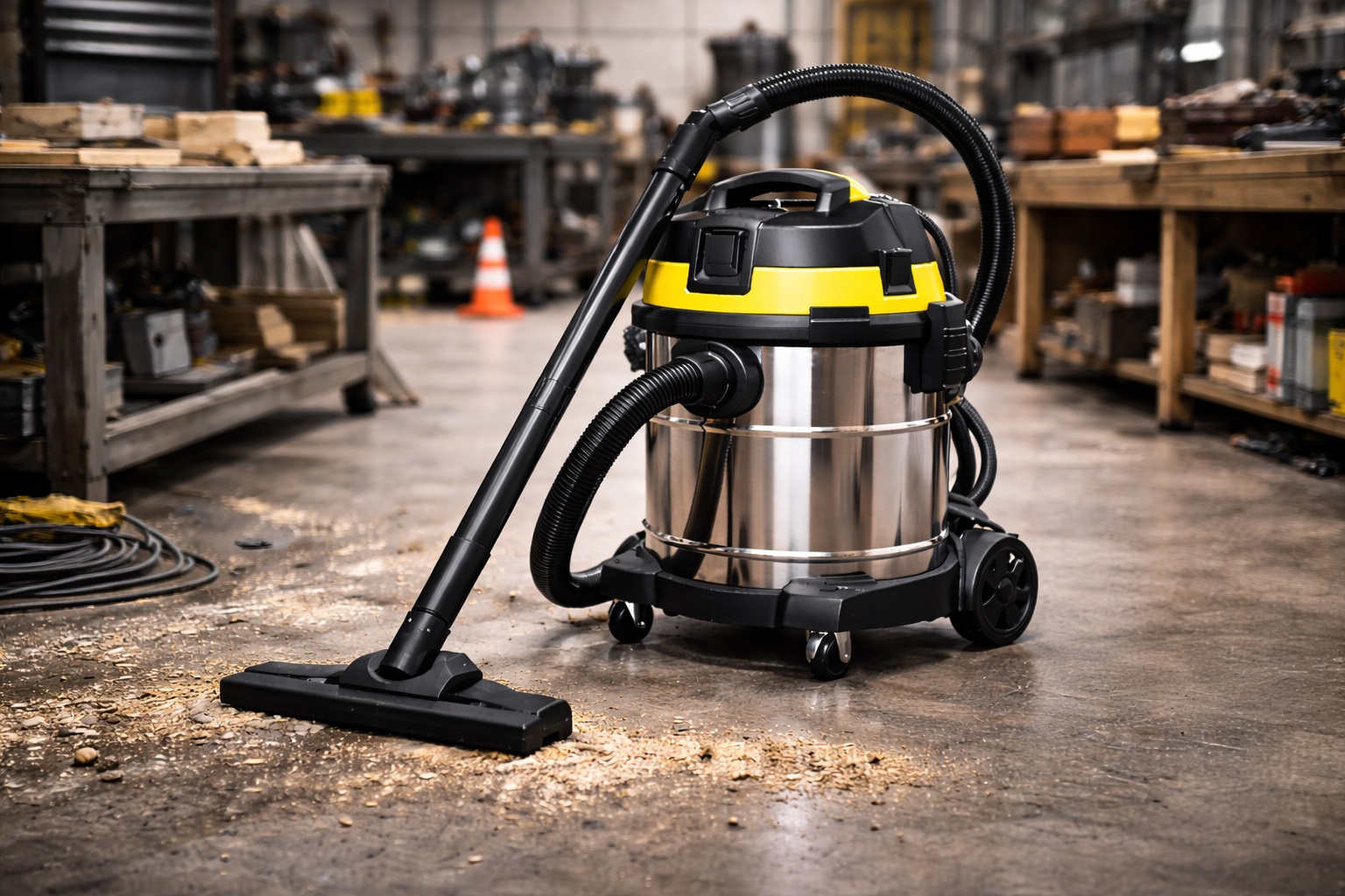 High Power Industrial Wet and Dry Vacuum Cleaner Stainless Steel Workshop Heavy Duty Vacuum