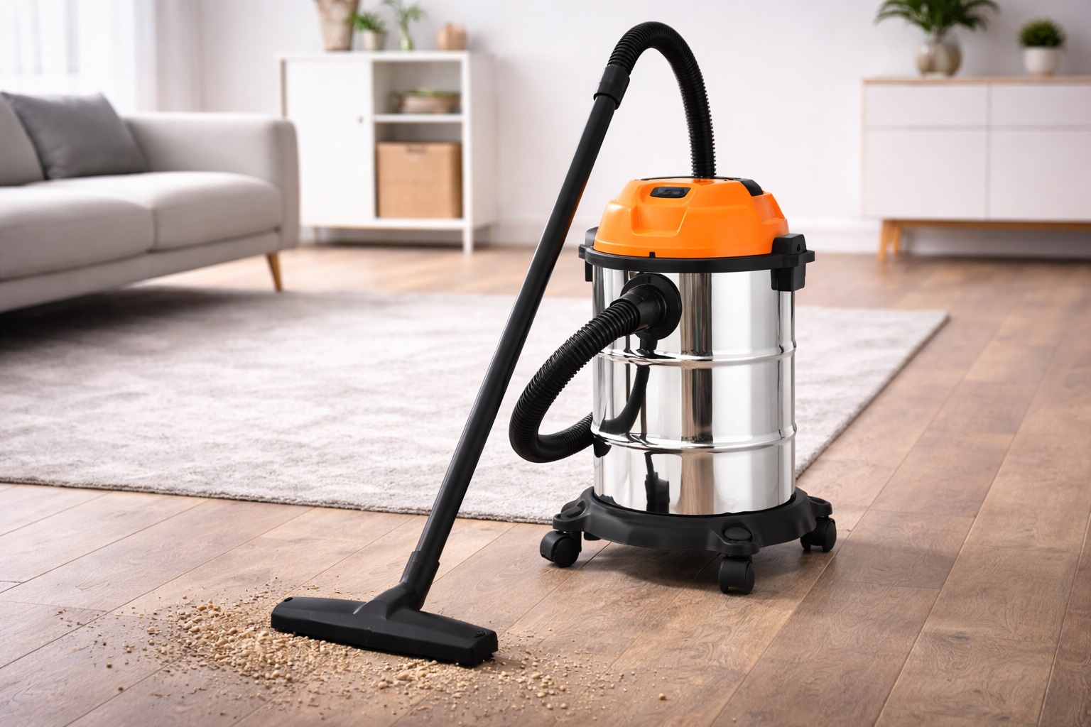 Orange Top Stainless Steel Wet & Dry Utility Vacuum Cleaner