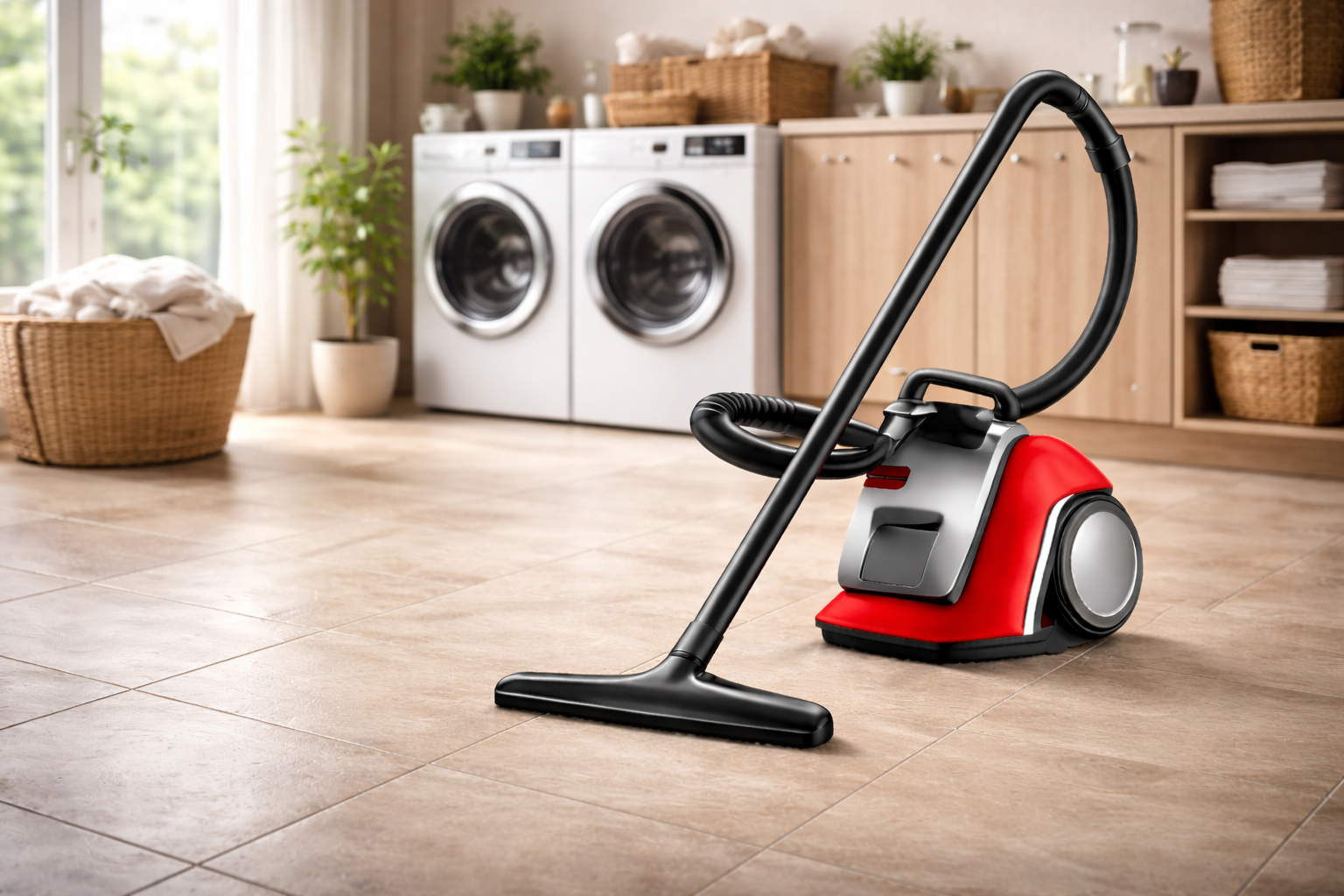 Red & Black Canister Vacuum Cleaner