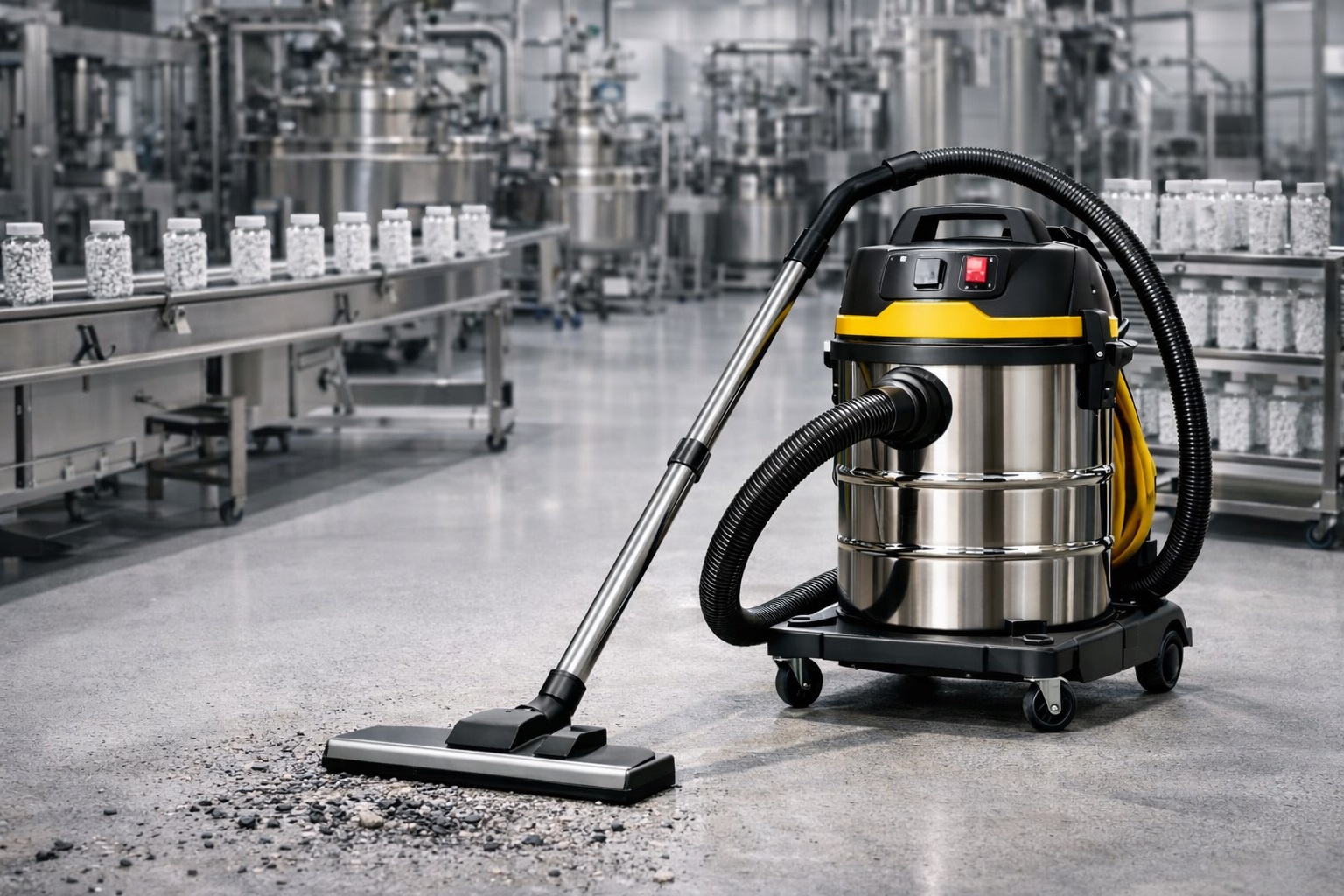 GMP Compliant Stainless Steel Vacuum Cleaner for Pharmaceutical Plants & Cleanrooms