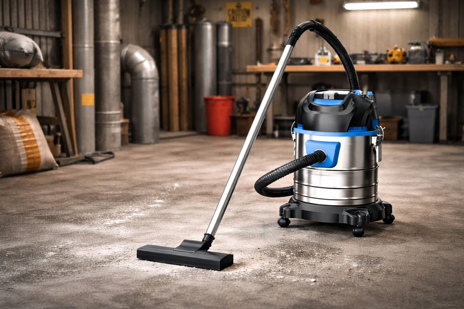 Industrial Wet and Dry Vacuum Cleaner with 30L Stainless Steel Tank – Heavy-Duty Suction for Workshop & Factory Cleaning