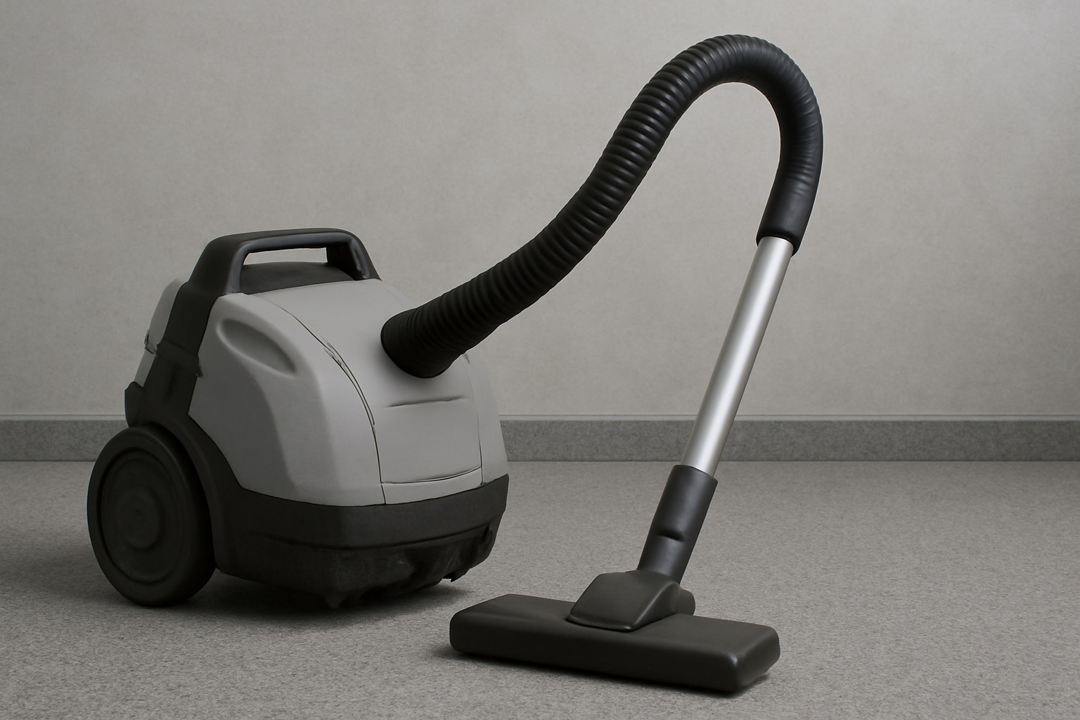 Canister Vacuum Cleaner - Gray with Metal Wand, Flexible Hose