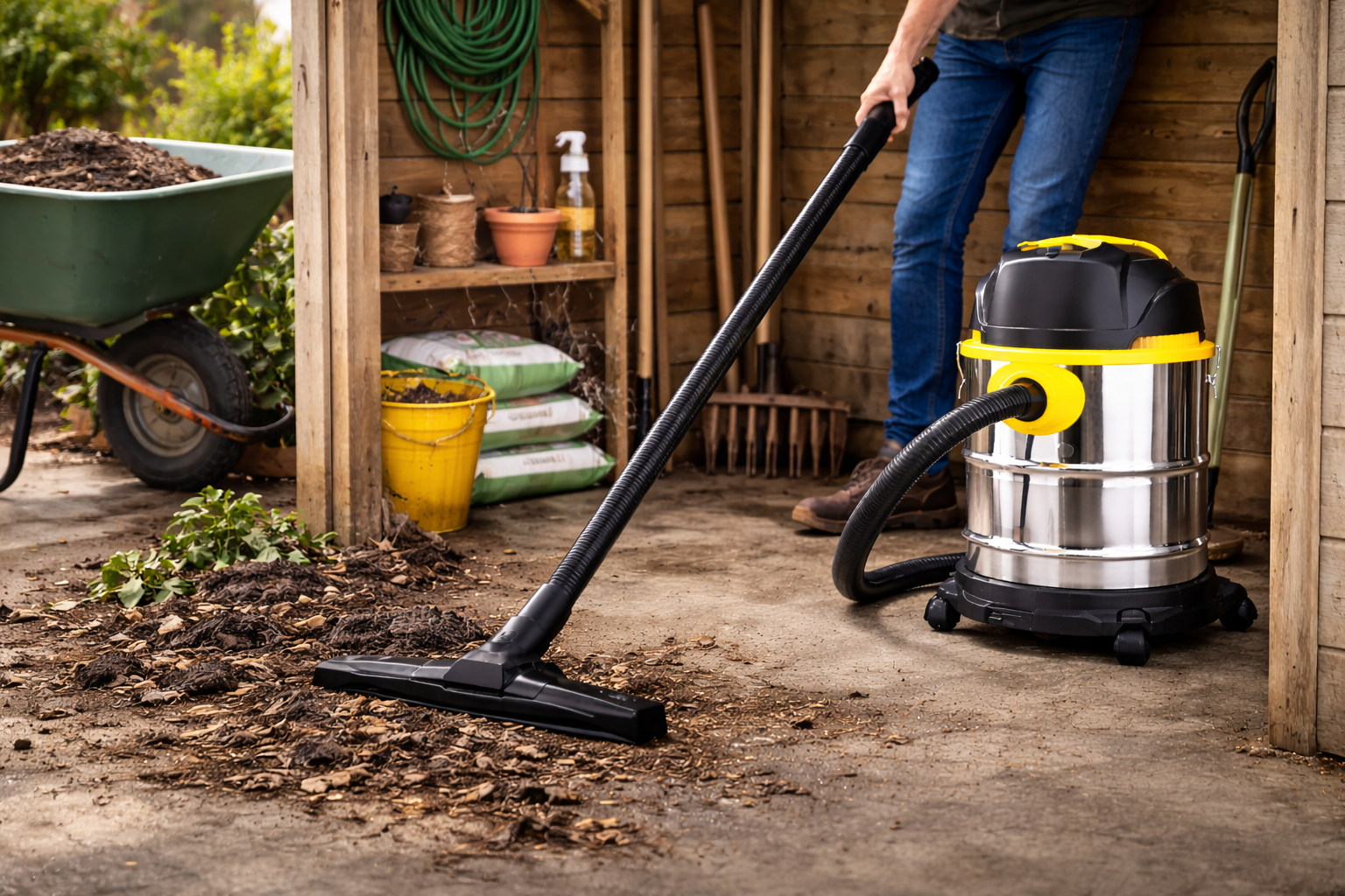 25L Garden Wet and Dry Vacuum Cleaner with Blower for Yard and Outdoor Use